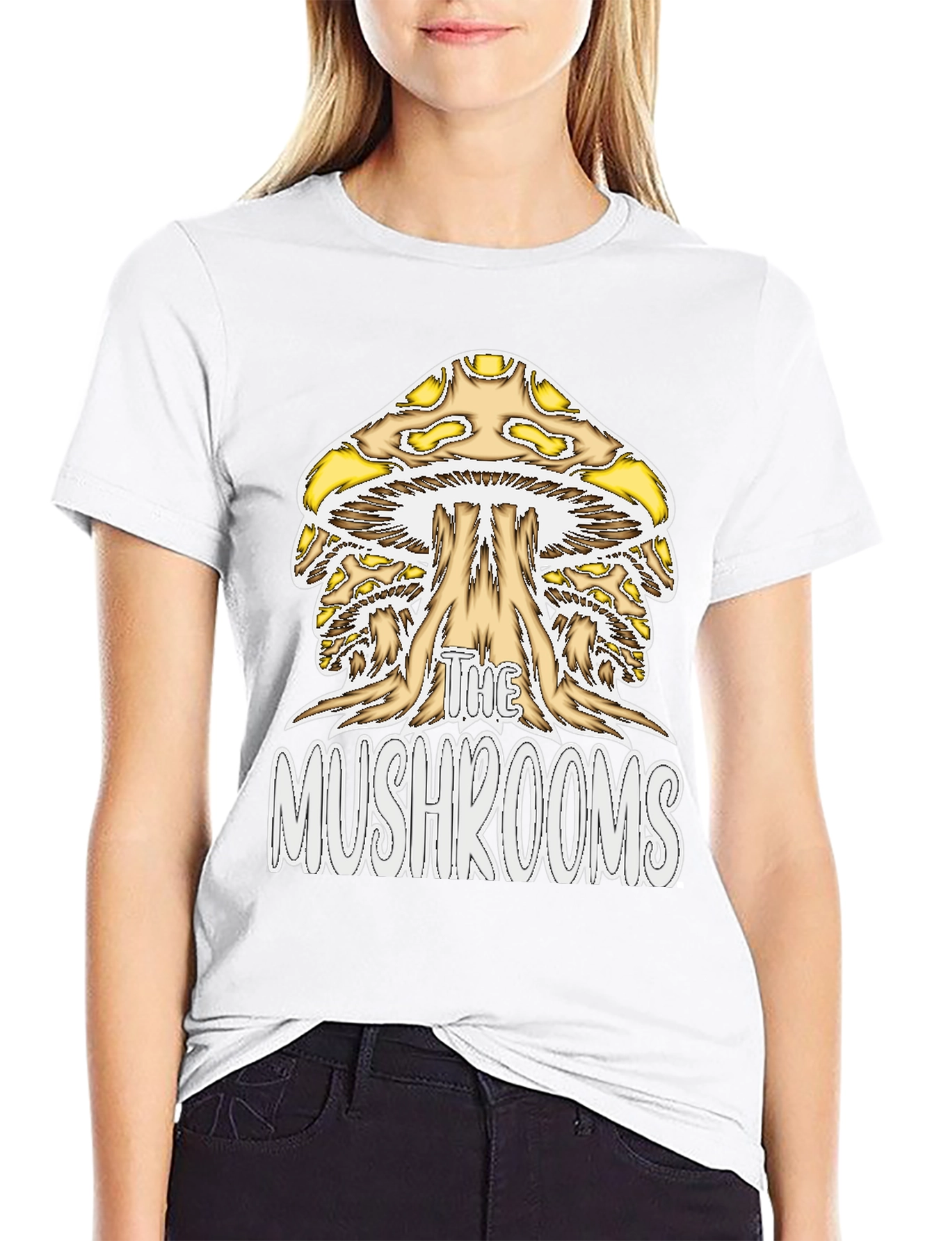 Black The Mushrooms Graphic Tee - Black Cotton Blend Shirt view 9