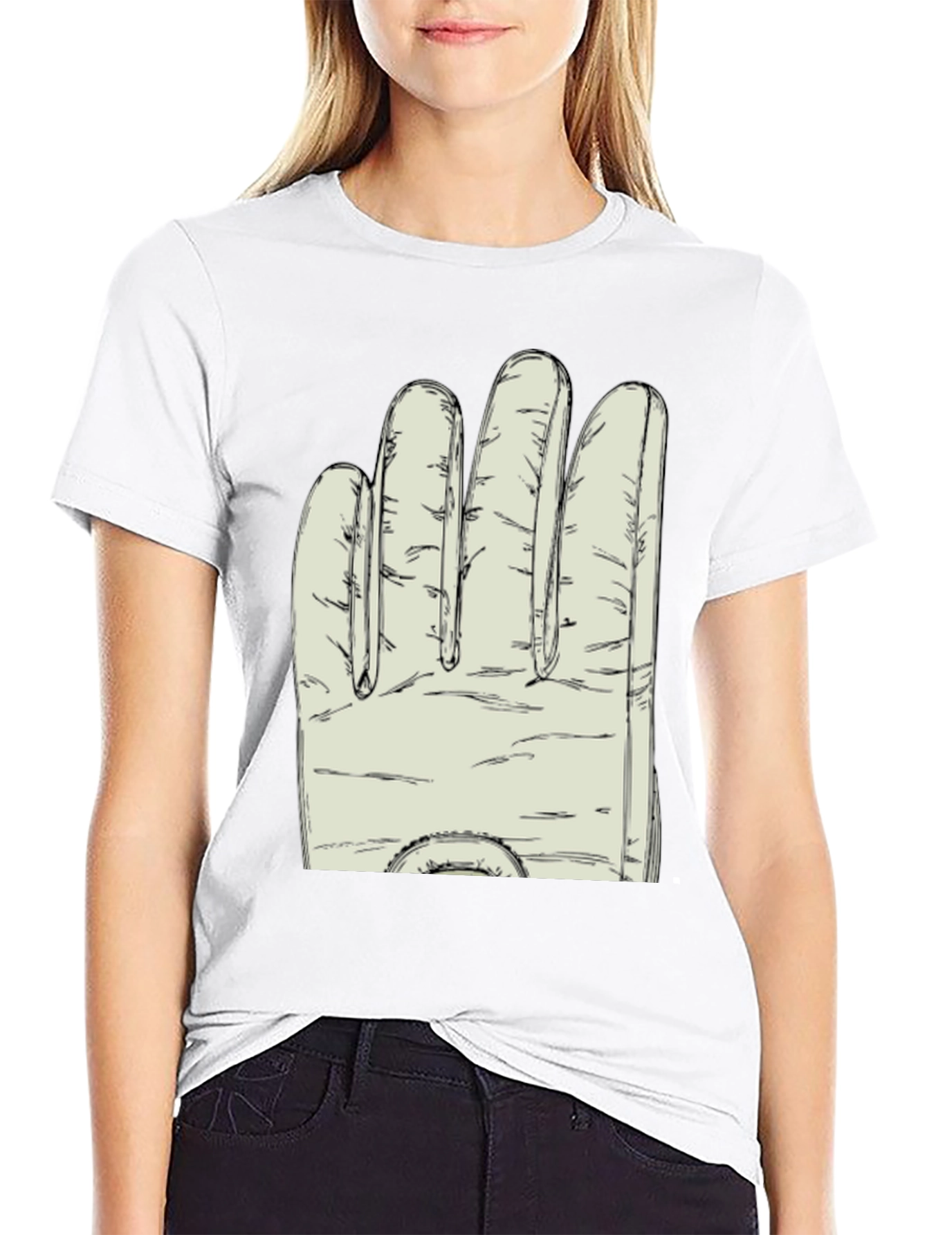 Black Novelty Glove Graphic T-Shirt - Soft Cotton Blend view 9