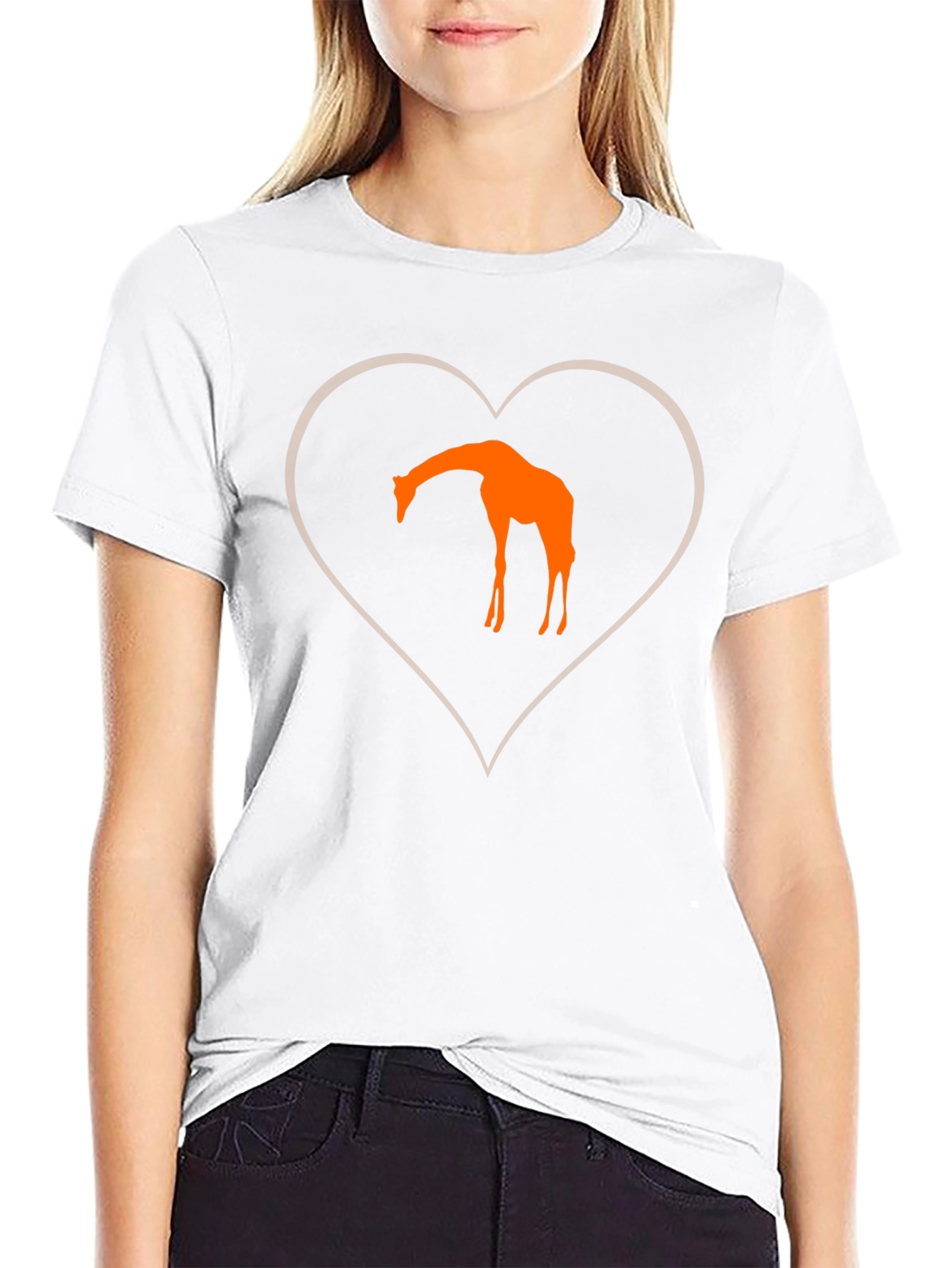 Black Giraffe Heart Graphic Tee - Unique Design view 9