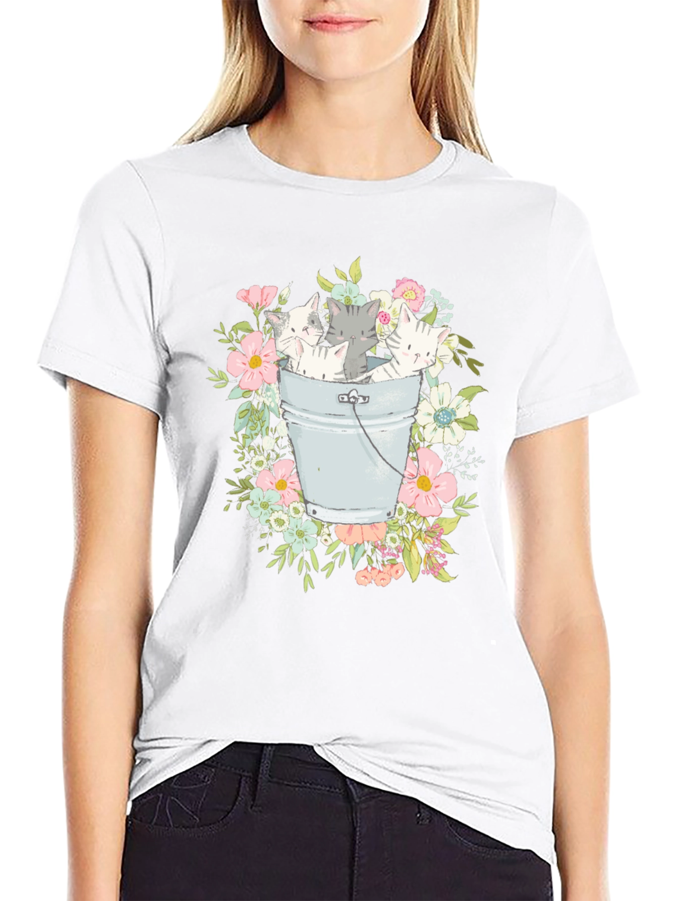 Black Kittens in a Bucket Graphic T-Shirt view 9