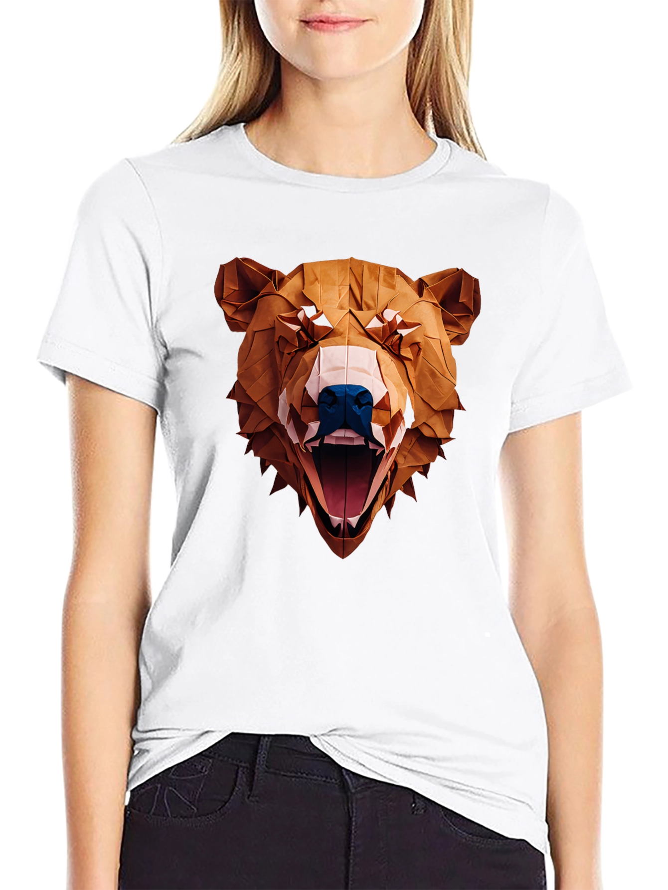 Black Geometric Bear Graphic Tee - Black view 9