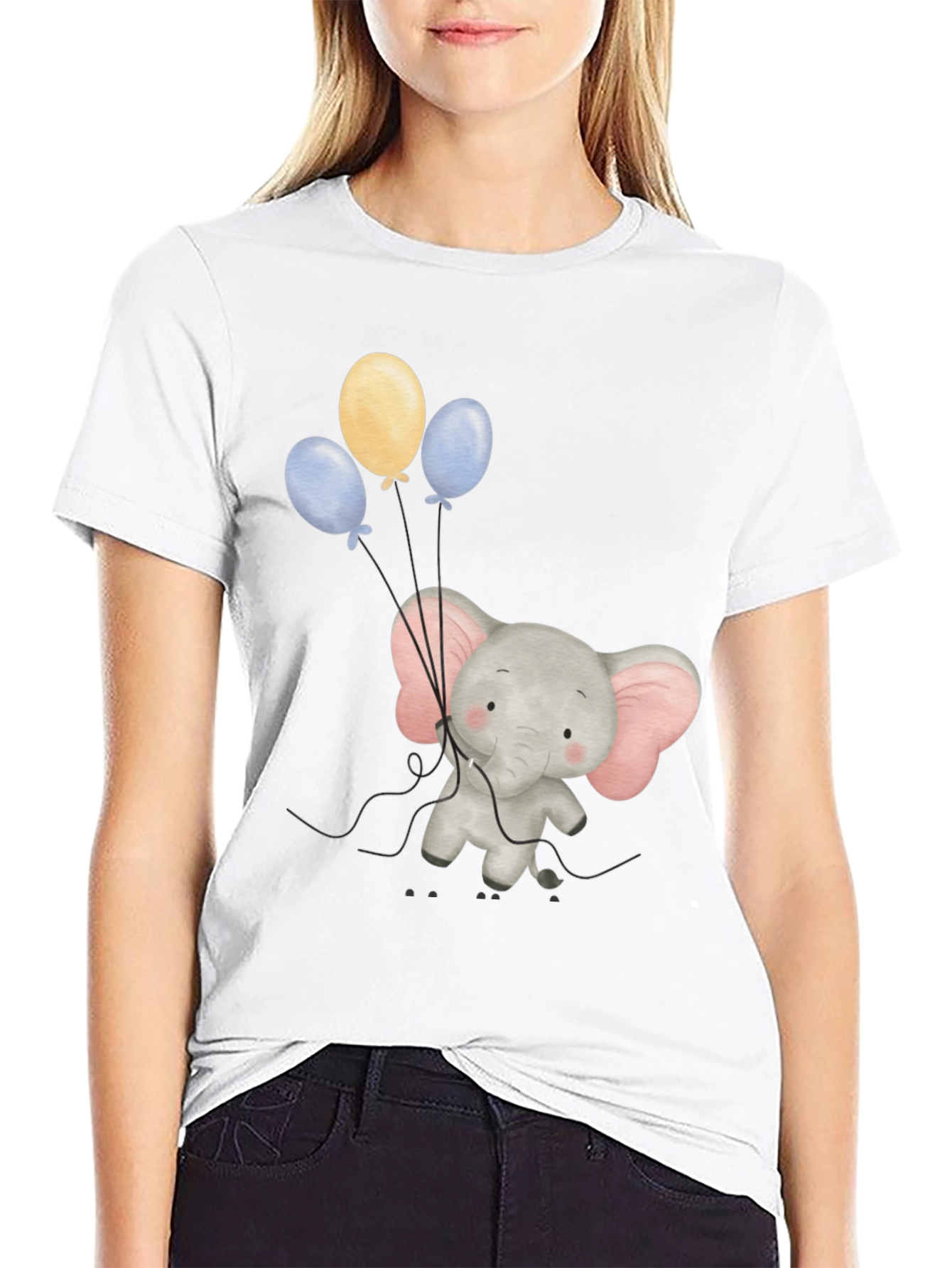Black Elephant Balloons Graphic Tee - Soft Cotton Comfort view 9
