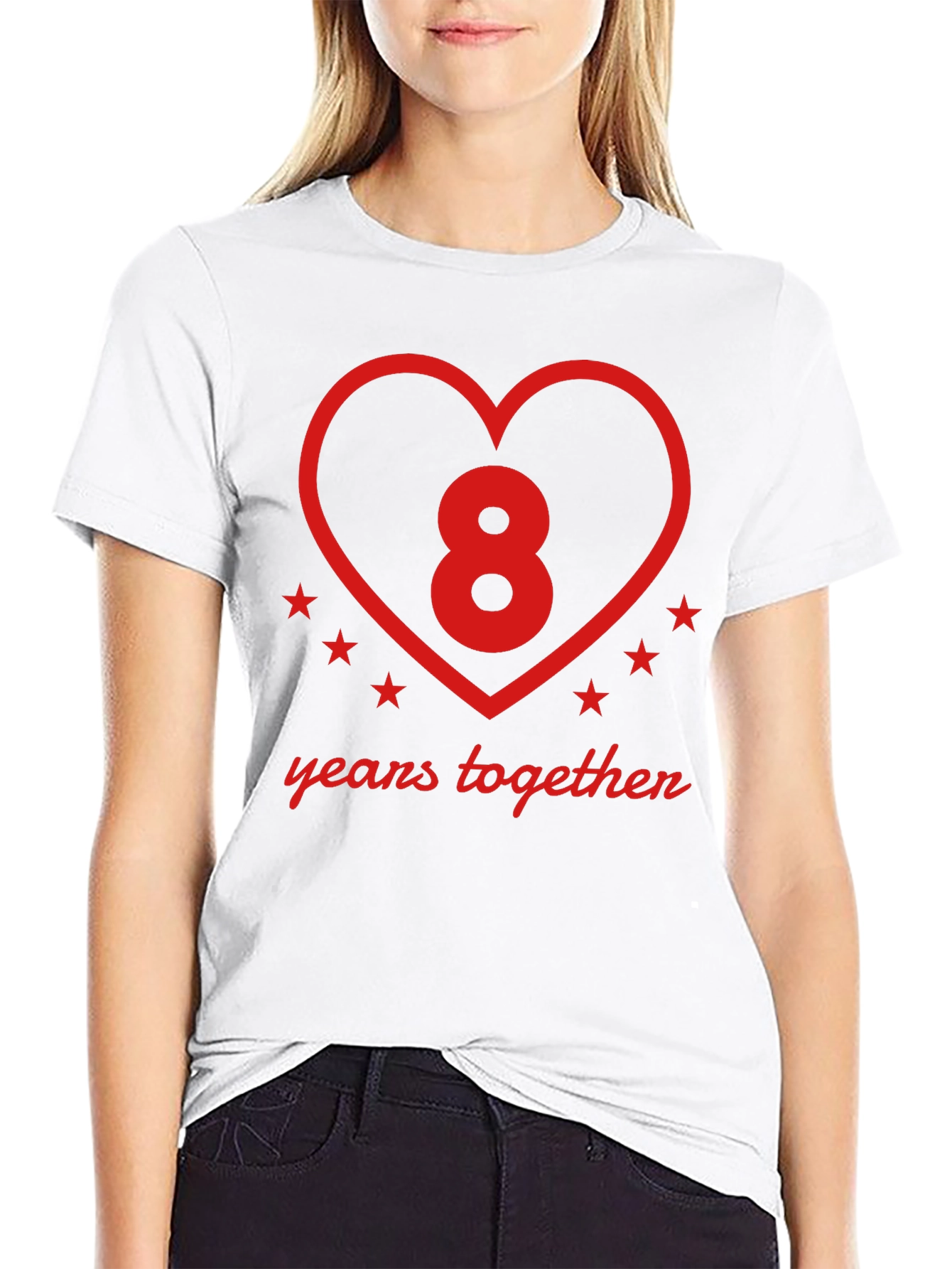 Black 8 Years Together Anniversary T-Shirt view 9