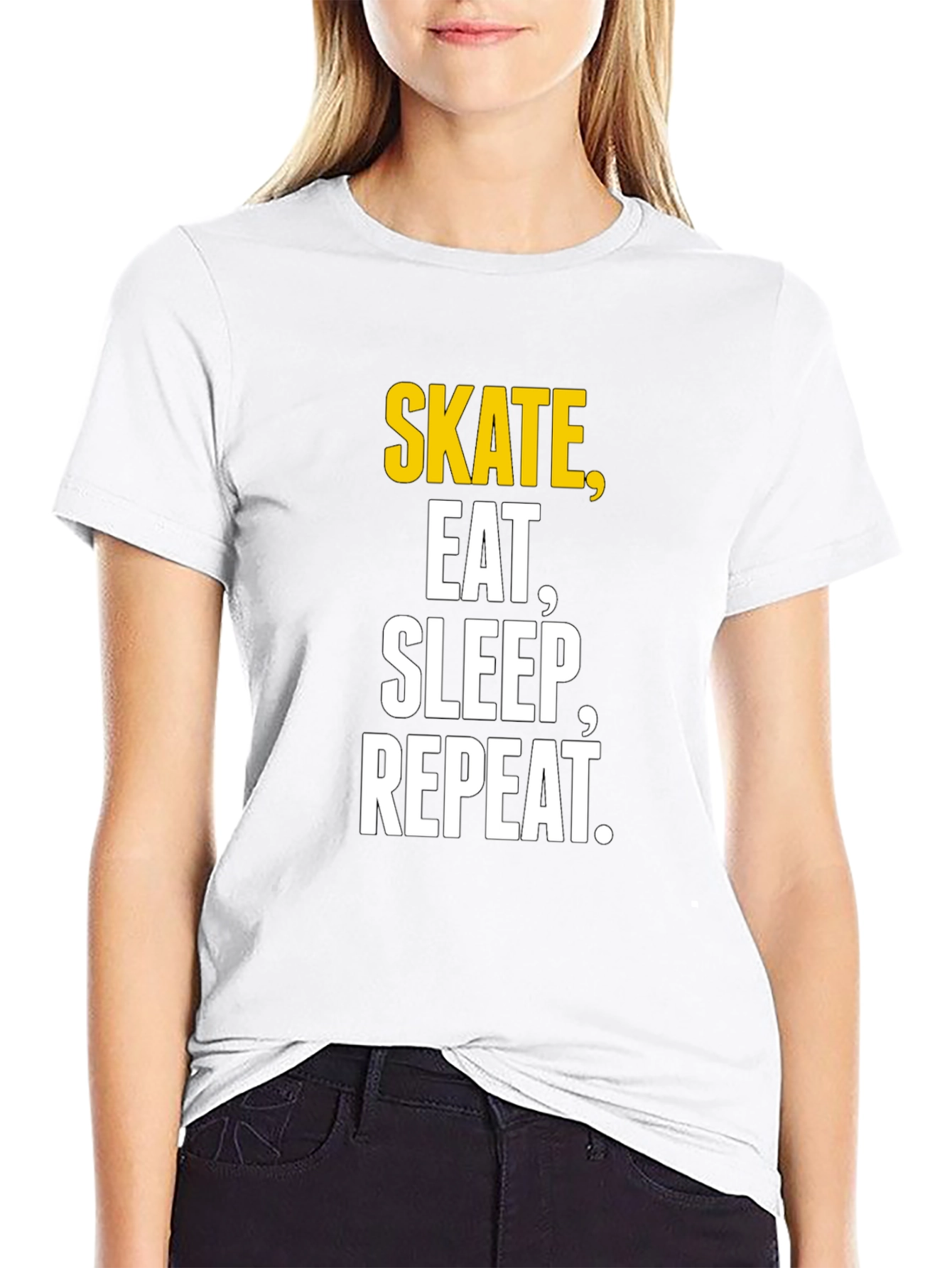 Black Skate Eat Sleep Repeat Graphic T-Shirt - Black Cotton Tee view 9
