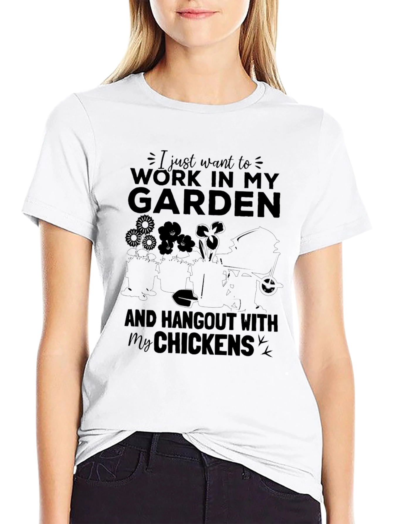 Work in My Garden T-Shirt - Gardening & Chickens - 9