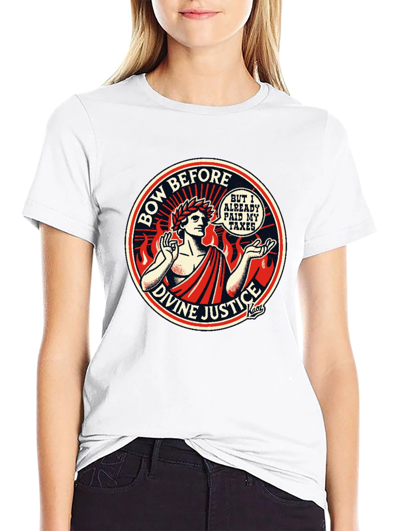 Black Bow Before Divine Justice Funny T-Shirt view 9