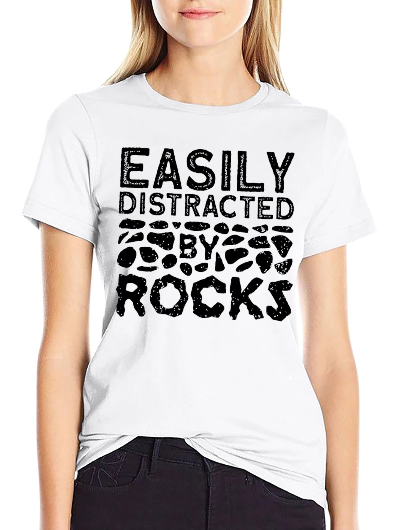 Black Easily Distracted By Rocks Graphic Tee view 9