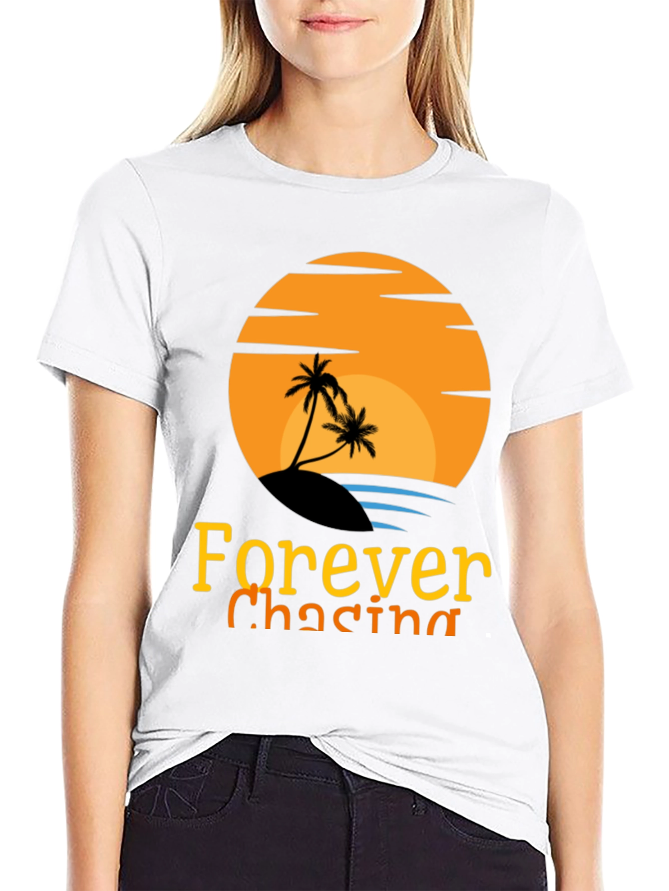 Black Forever Chasing Sunset Black Graphic Tee view 9