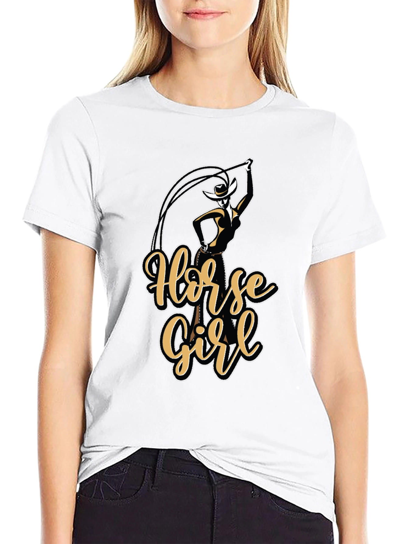 Black Horse Girl Graphic T-Shirt - Black view 9