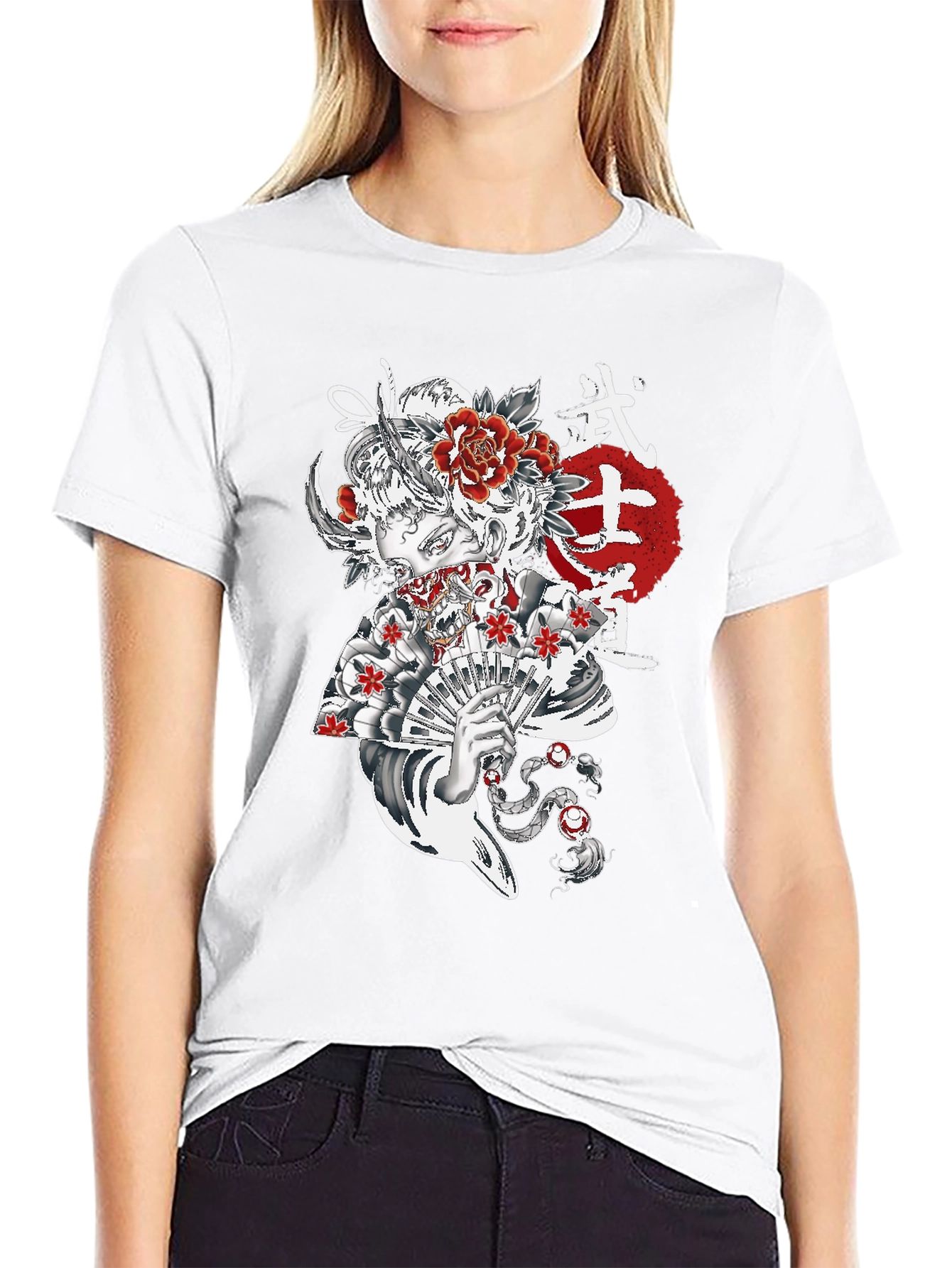 Black Japanese Geisha T-Shirt view 9
