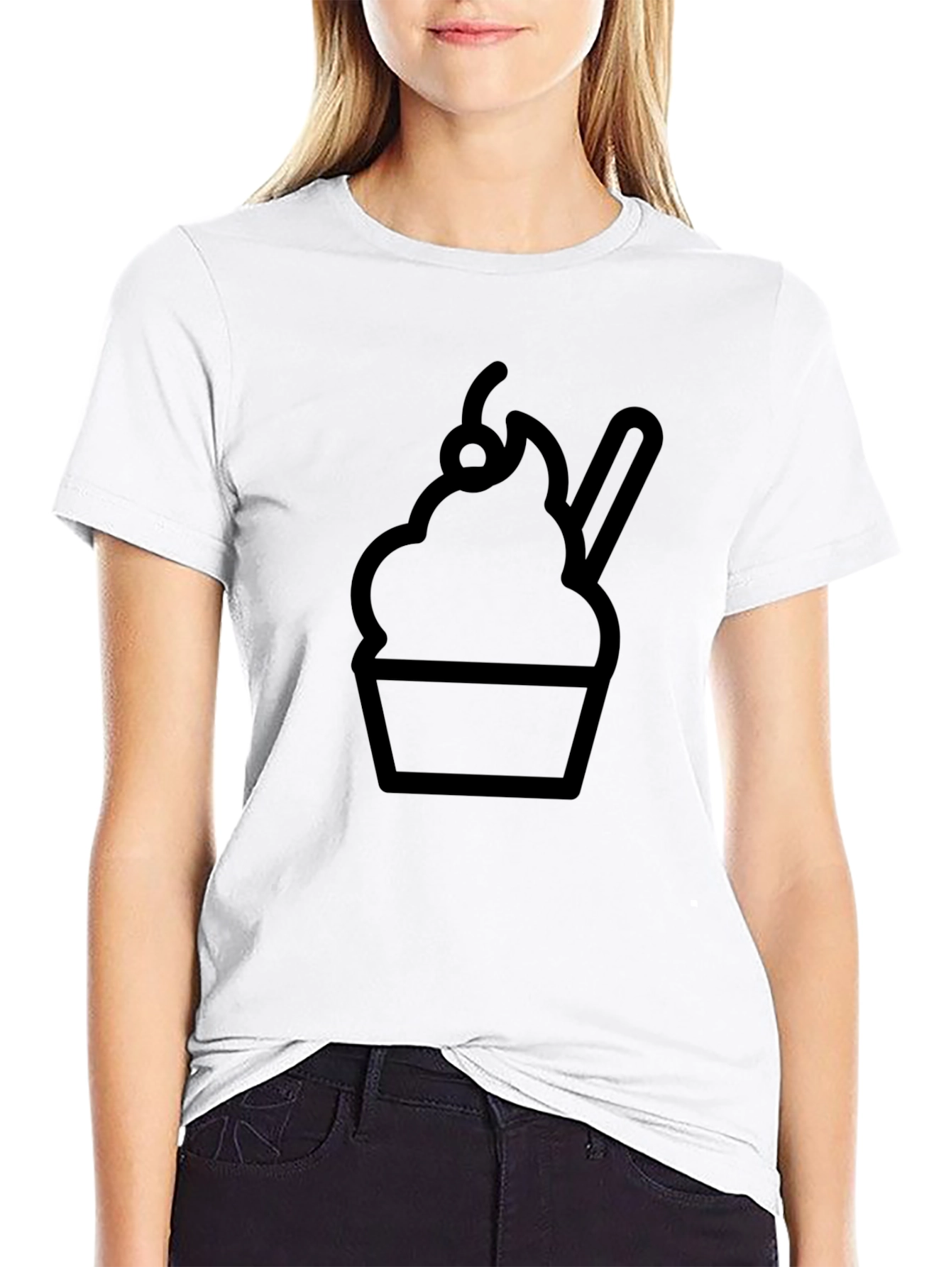 Black Cupcake Graphic Tee - Casual Black T-Shirt view 9