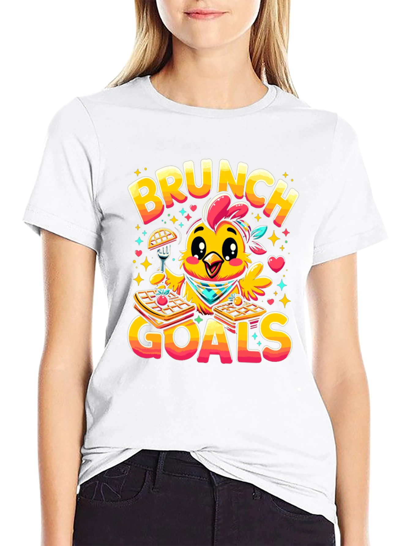 Black Brunch Goals Chicken Graphic Tee view 9