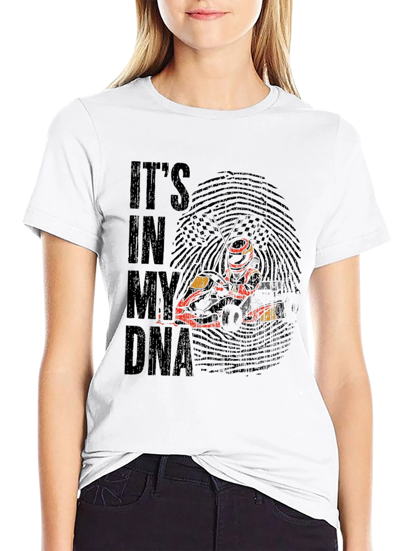 Black It's In My DNA Racing T-Shirt view 9