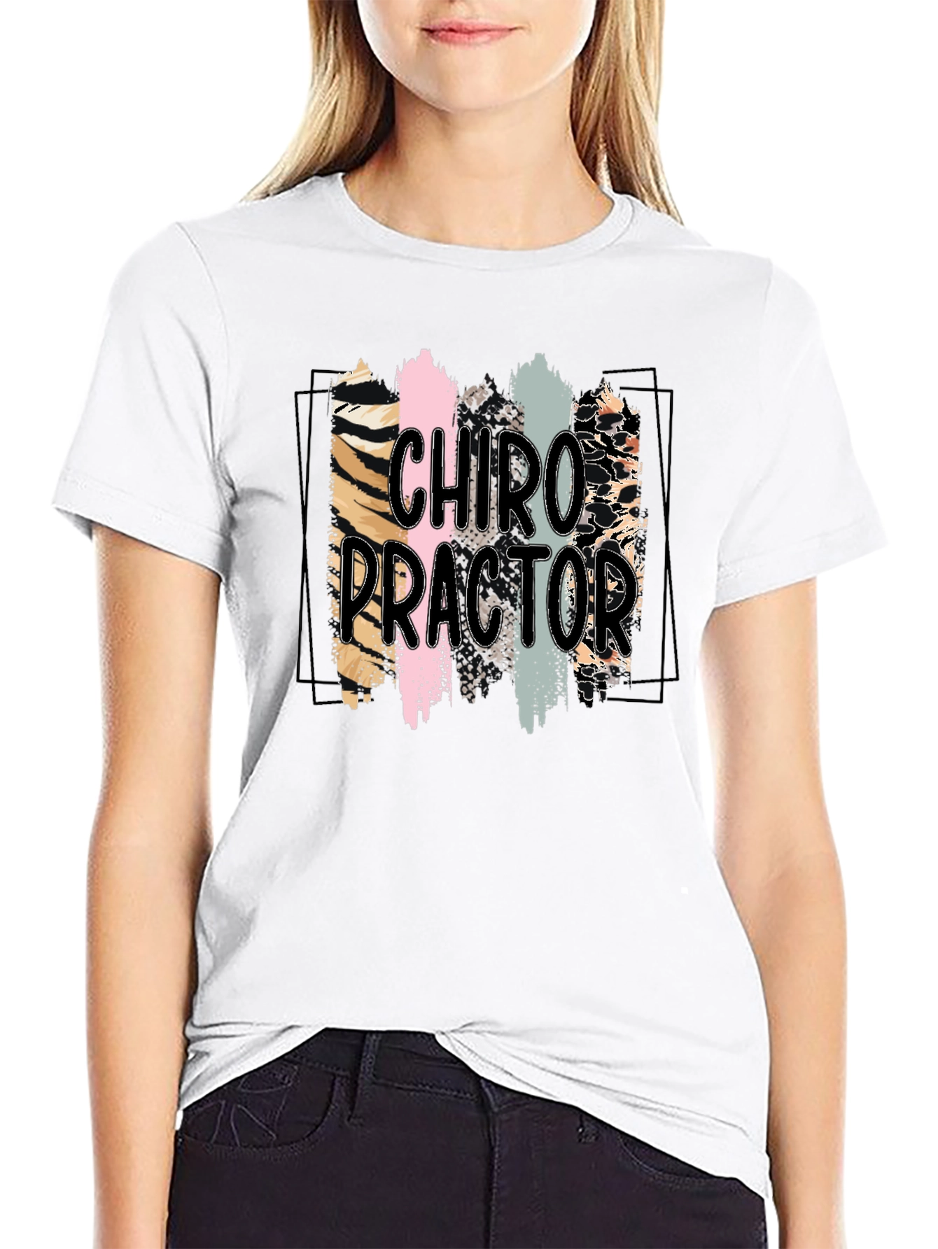 Black Chiropractor Brushstroke Graphic T-Shirt view 9