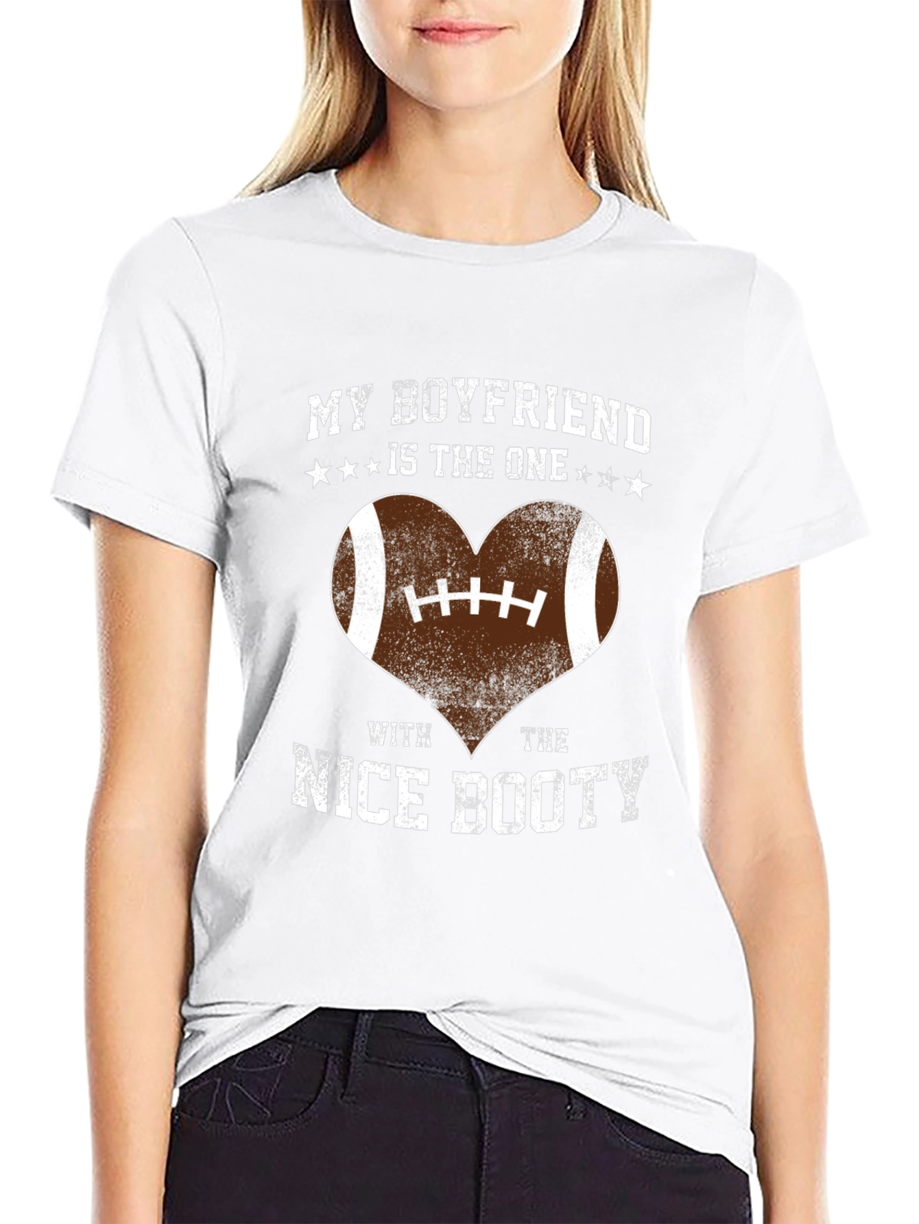 Black Boyfriend Nice Booty Football Heart T-Shirt view 9