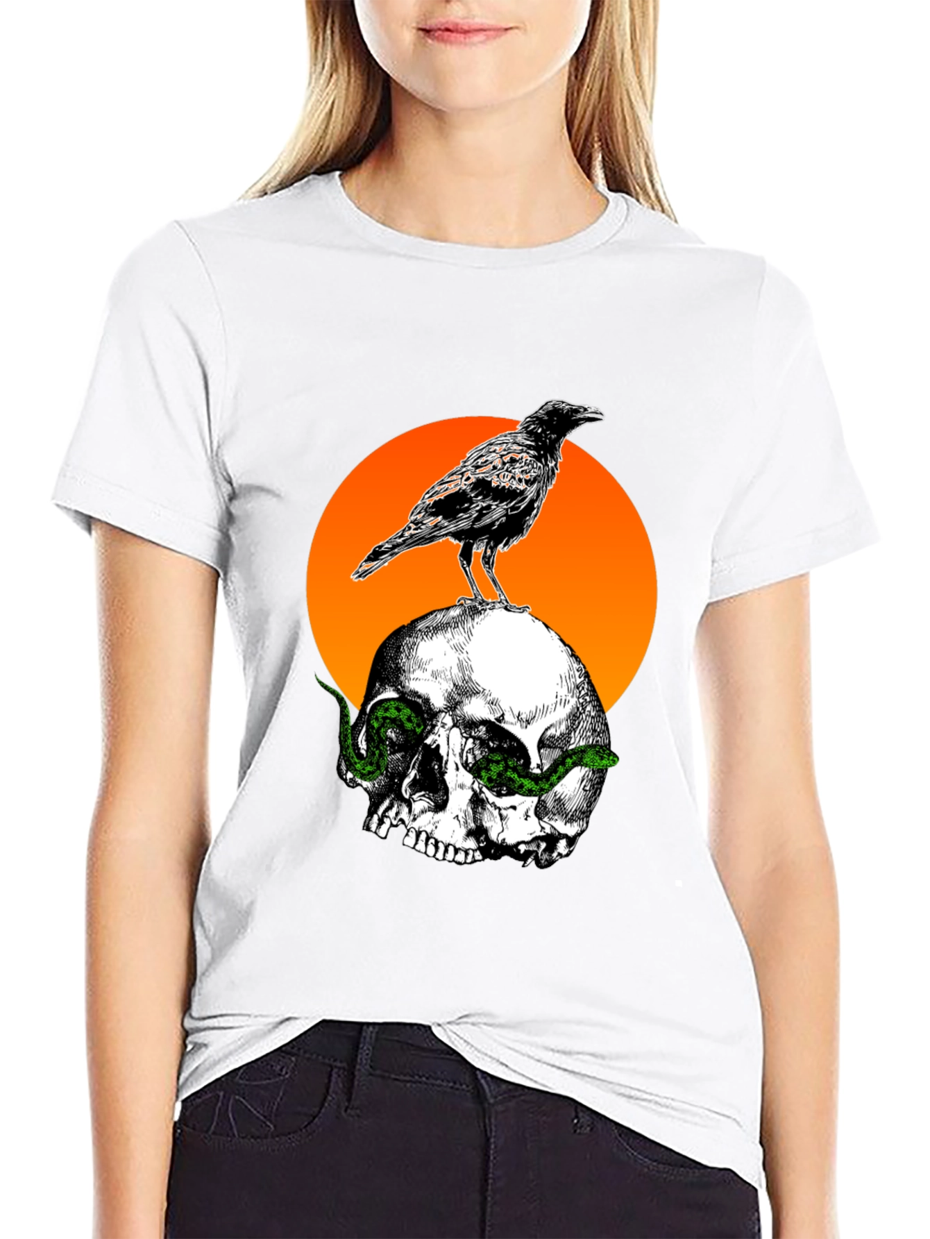 Black Raven Skull Graphic Tee - Unique Design view 9