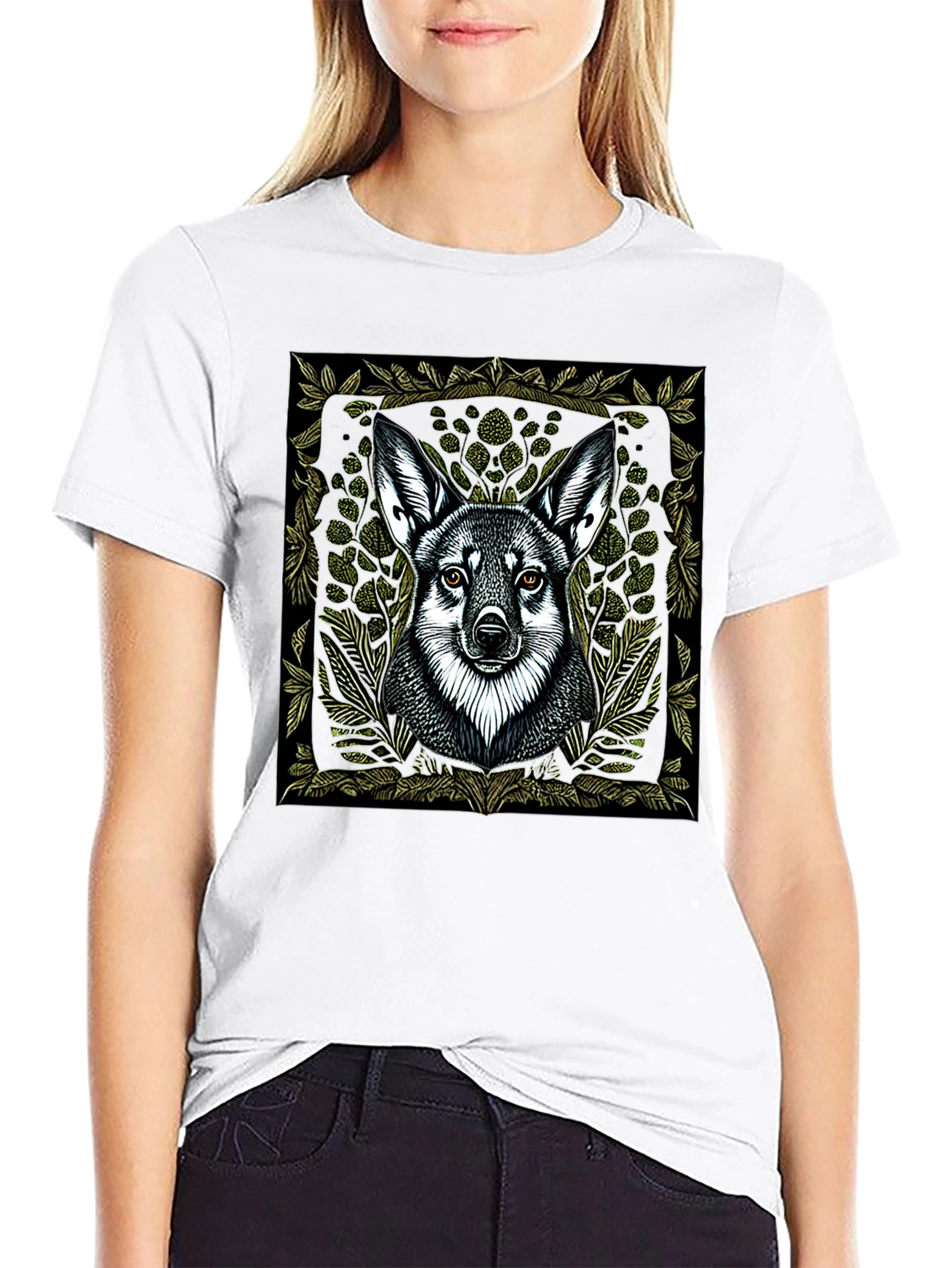 Black Wolf Graphic Print Black T-Shirt view 9