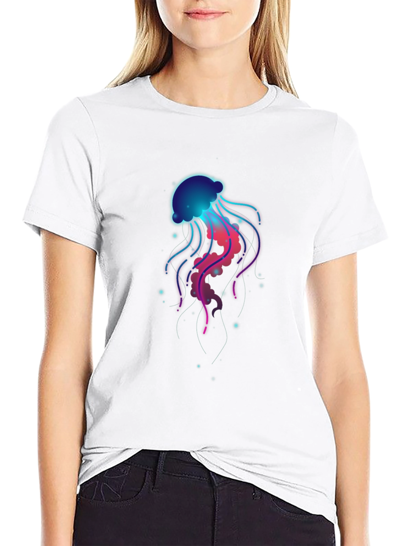 Black Neon Jellyfish Graphic T-Shirt - Unique Design view 9