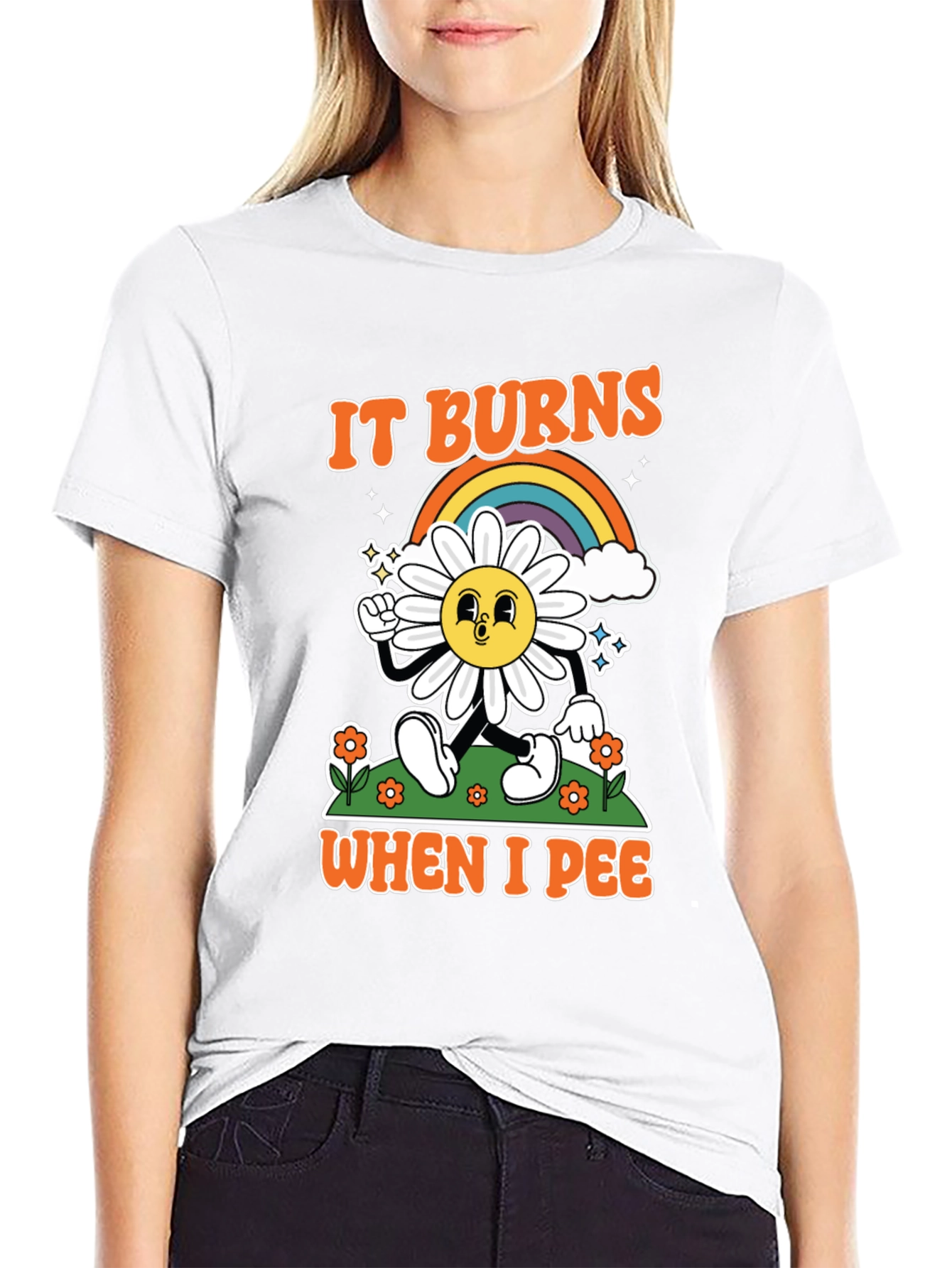 Black Funny It Burns When I Pee Graphic T-Shirt view 9