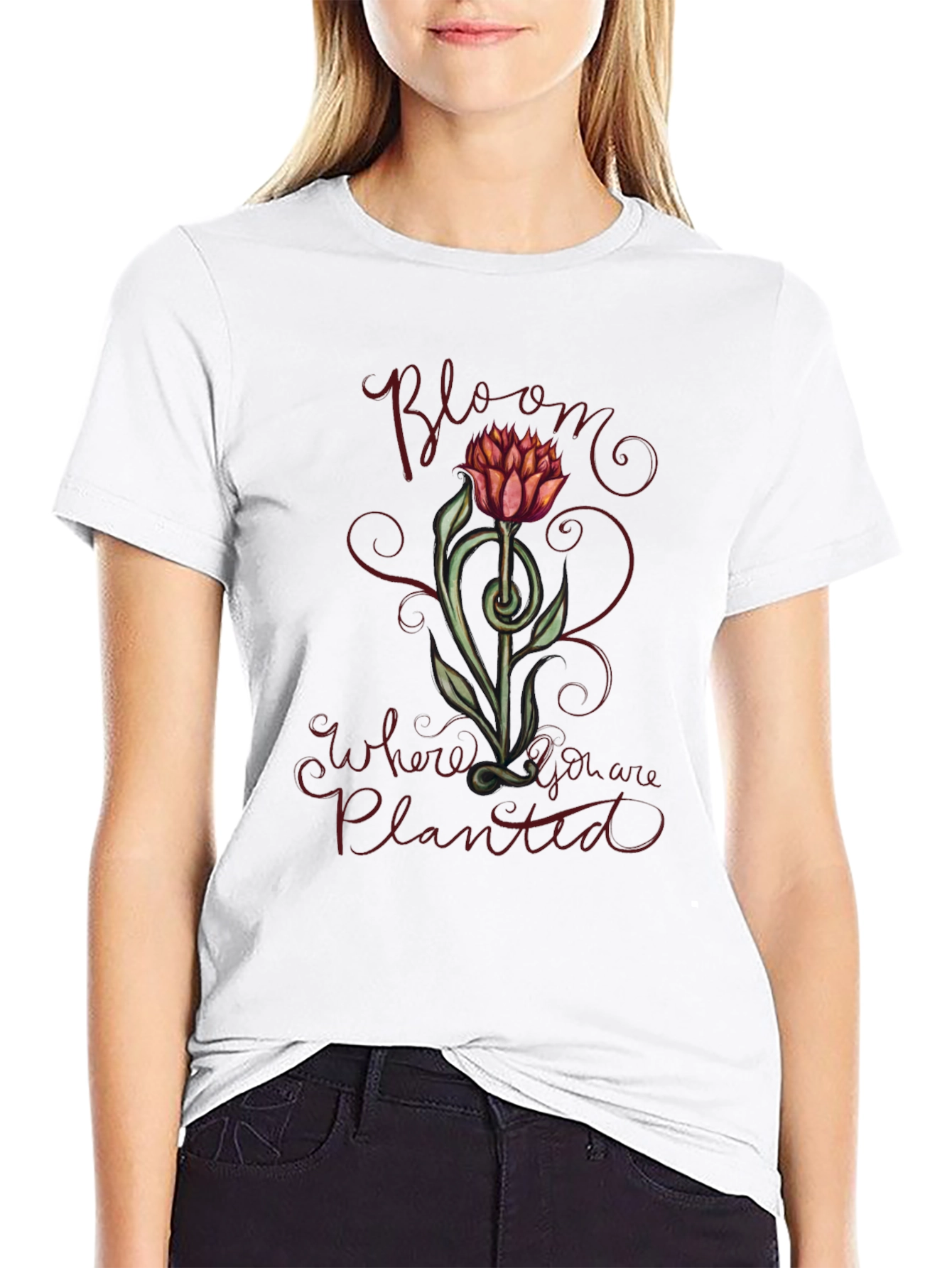 Black Bloom Where You Are Planted Graphic Tee view 9