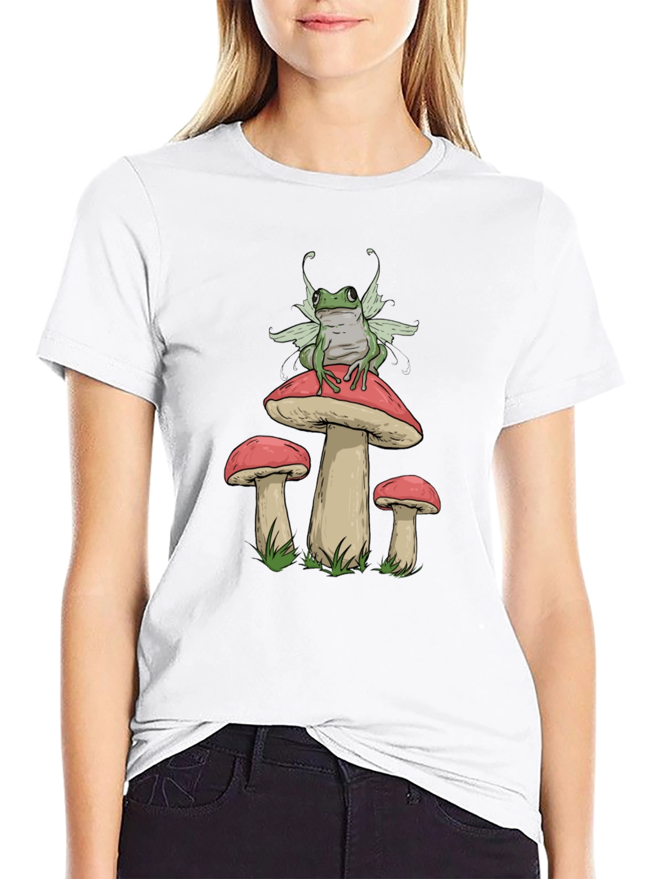 Black Frog Fairy Mushroom Graphic T-Shirt view 9