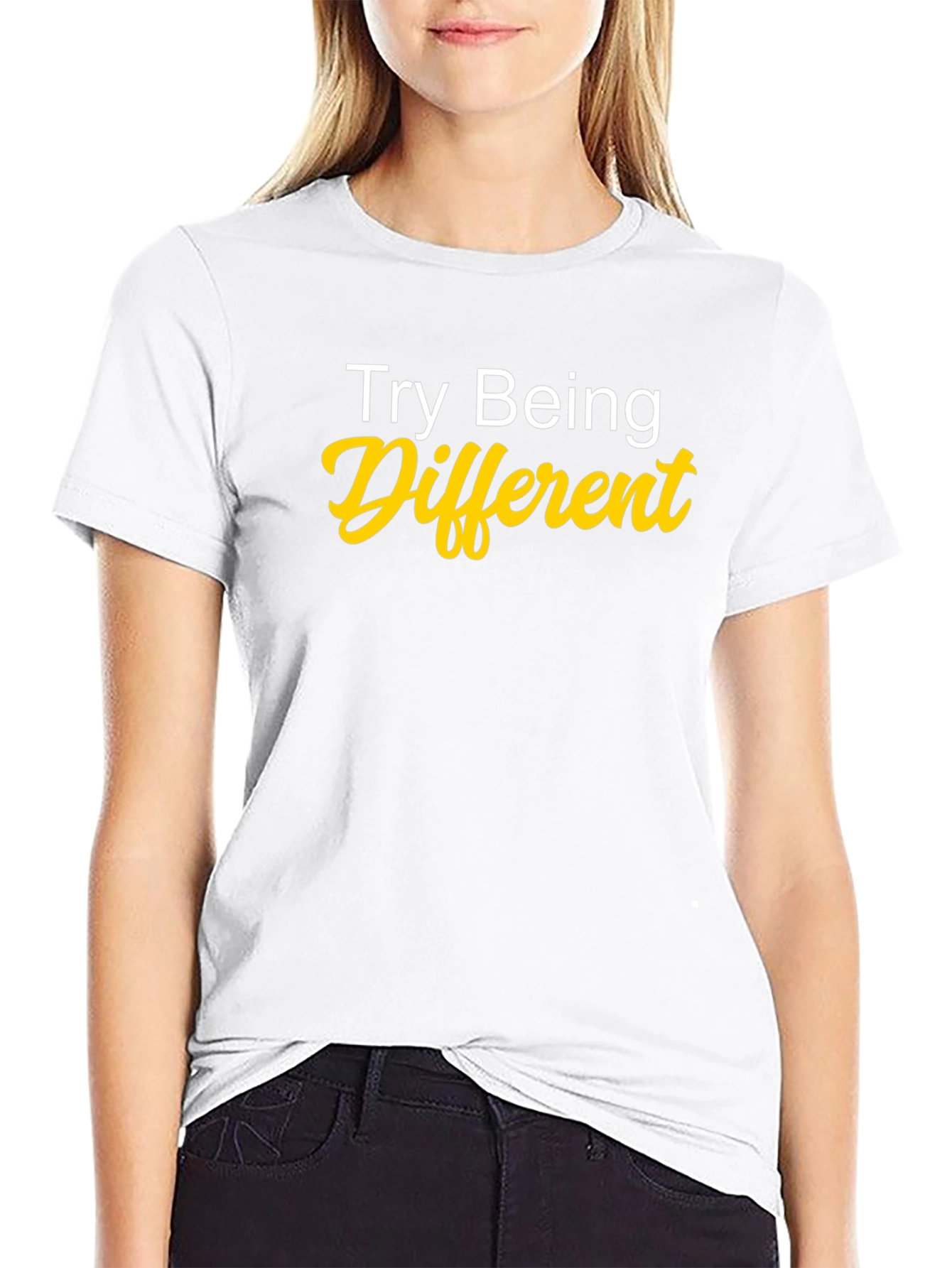 Black Try Being Different Graphic Tee view 9