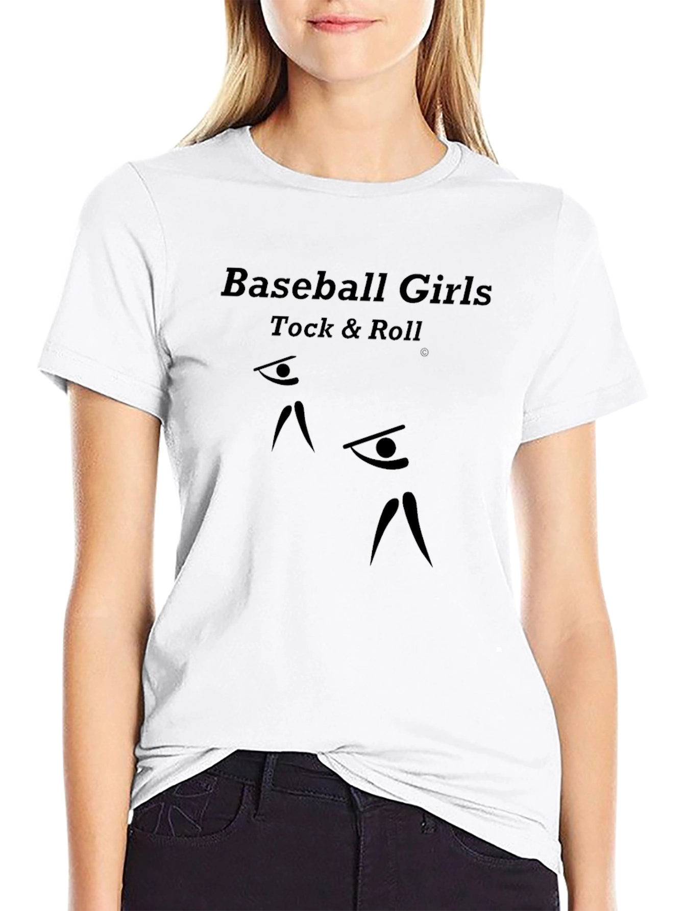 Black Baseball Girls Rock & Roll Black Graphic Tee view 9