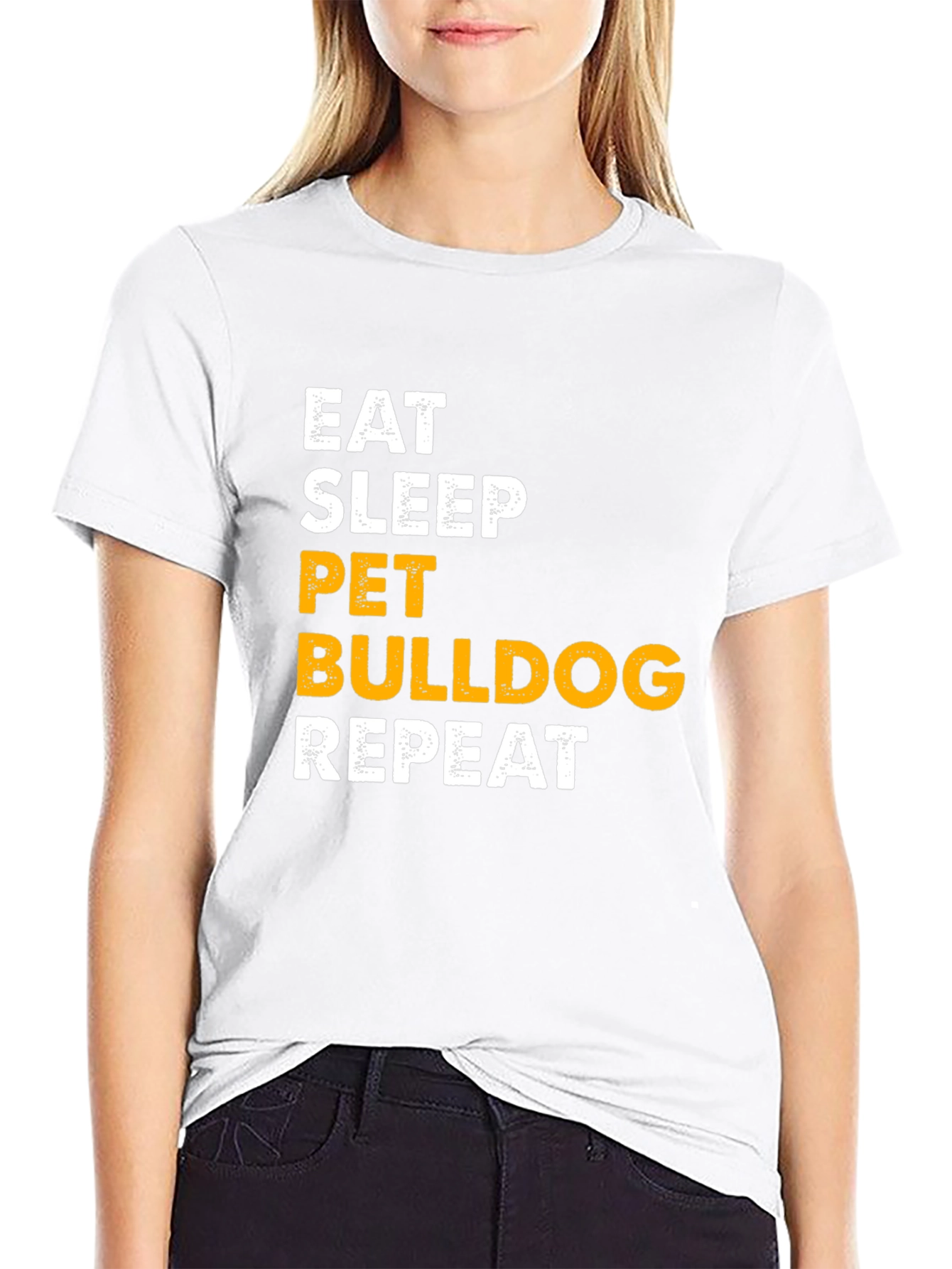 Black Eat Sleep Pet Bulldog Repeat Black T-Shirt view 9