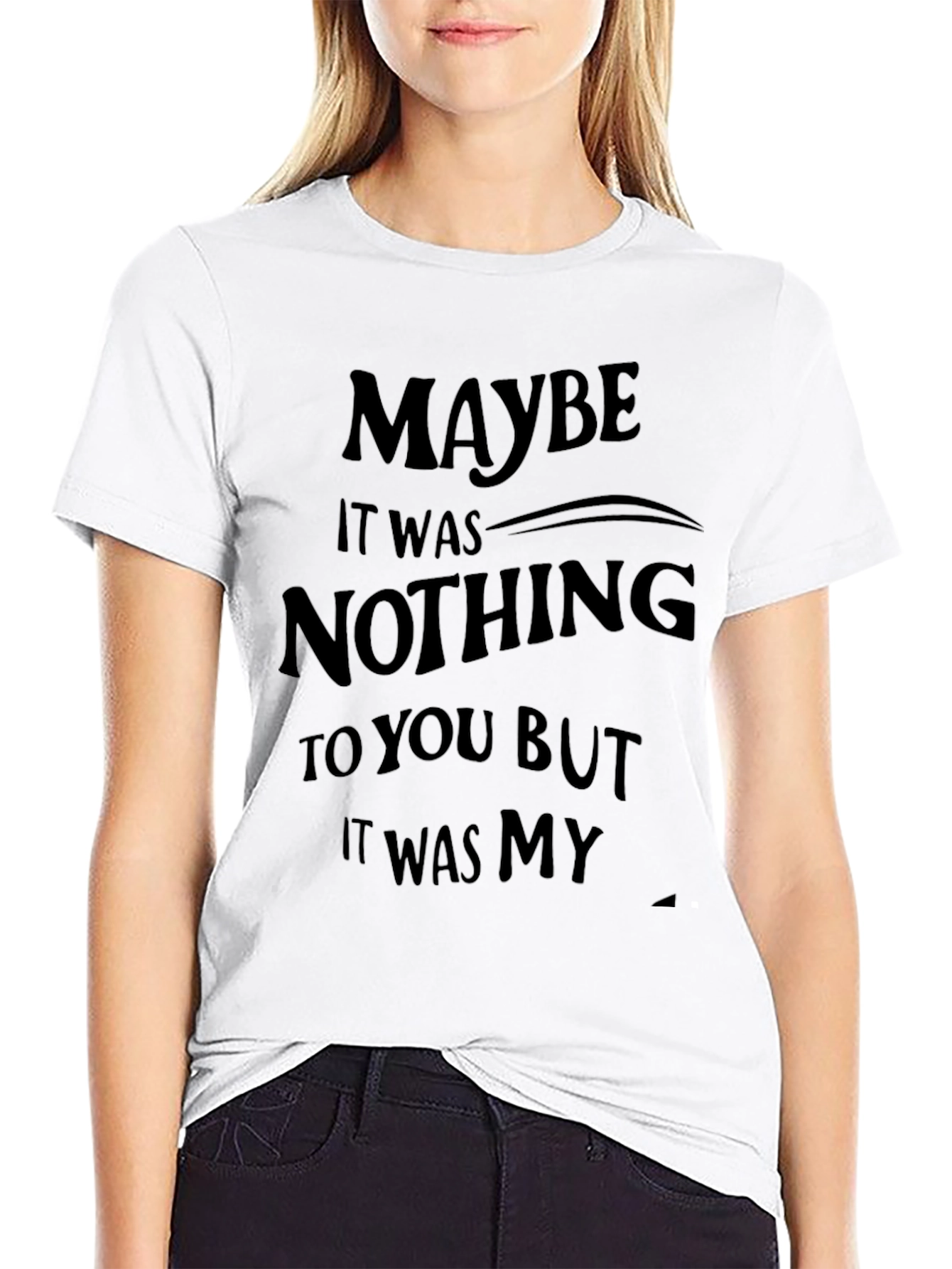 Black Maybe It Was Nothing Graphic Tee view 9