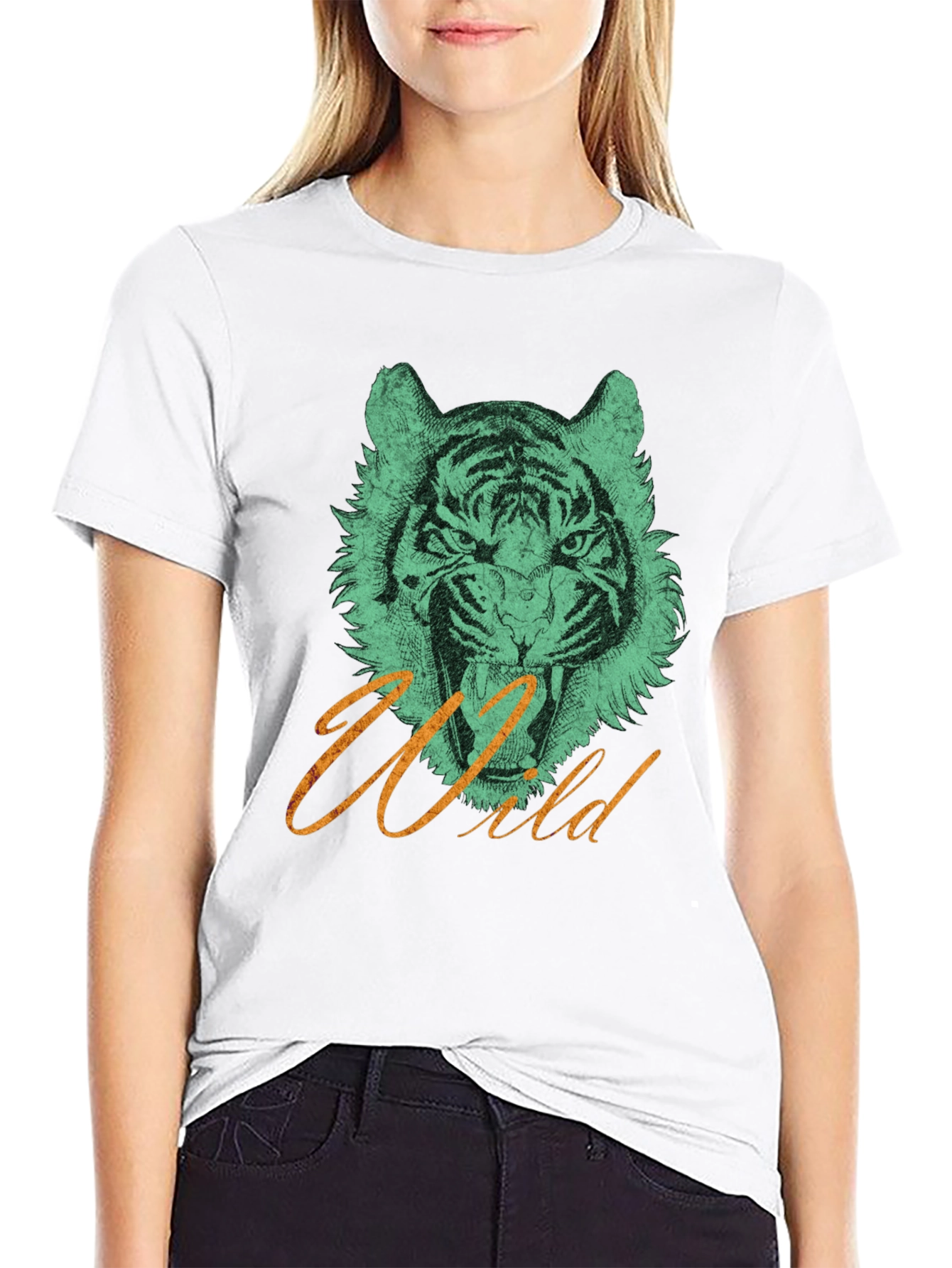 Black Wild Tiger Graphic Tee view 9