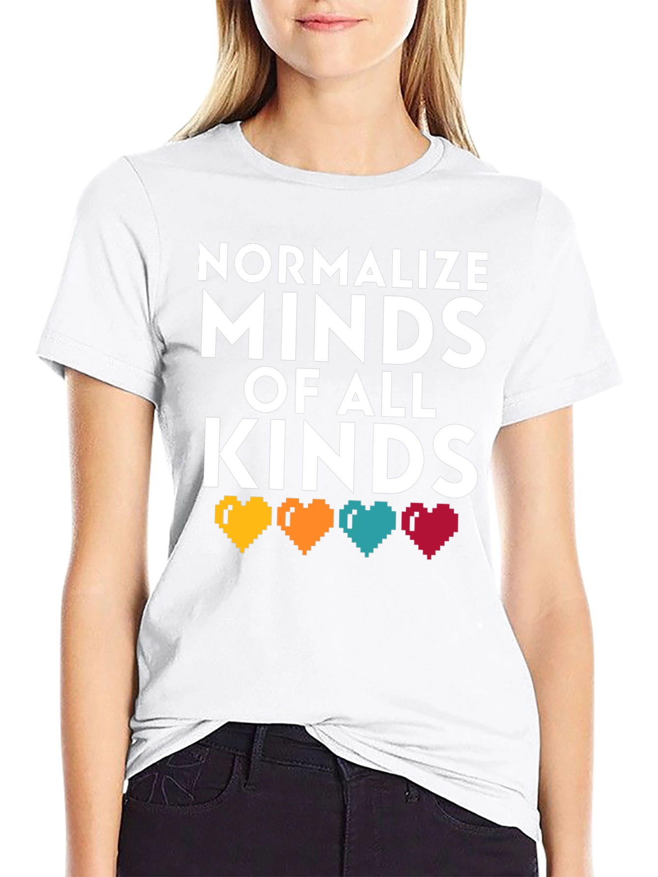 Black Normalize Minds of All Kinds Graphic T-Shirt view 9