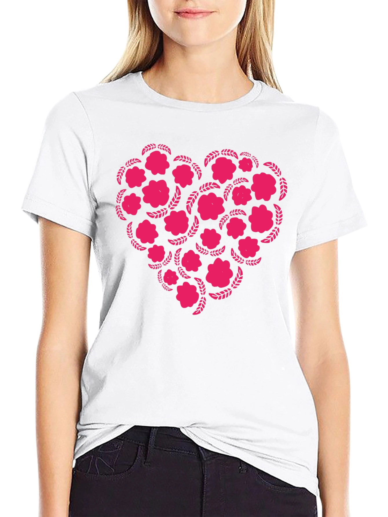 Black Floral Heart Graphic Tee - Black view 9