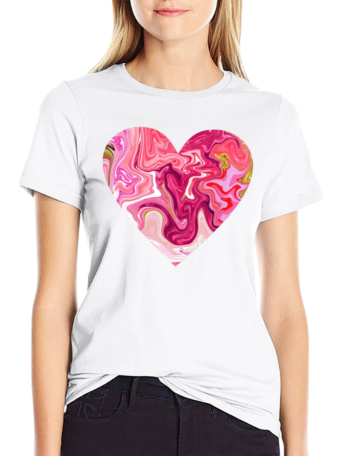 Black Heart Swirl Graphic Tee - Soft Cotton Blend view 9