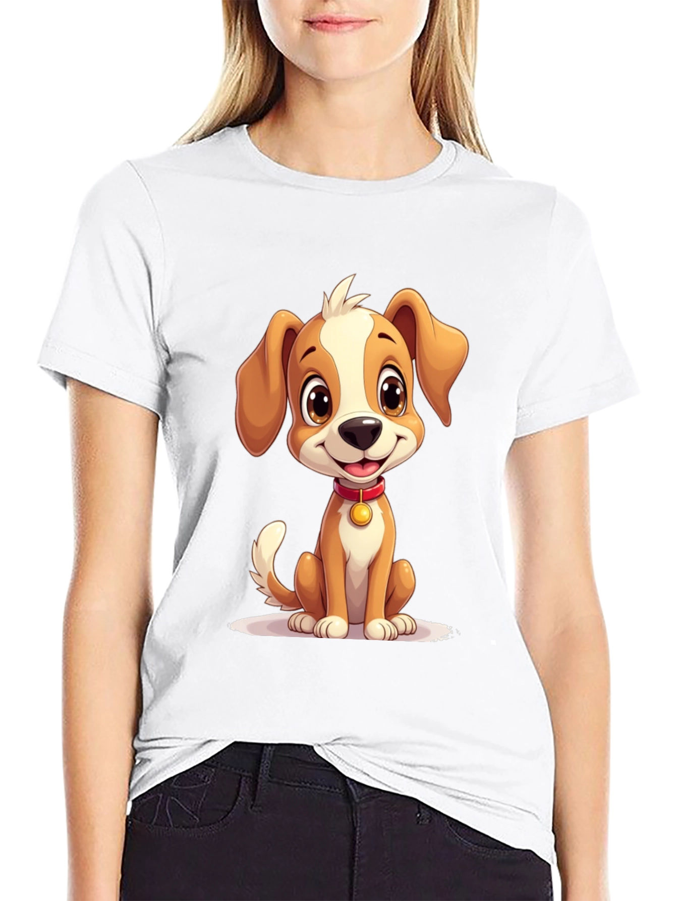Black Cute Puppy Graphic T-Shirt - Soft Cotton Blend view 9