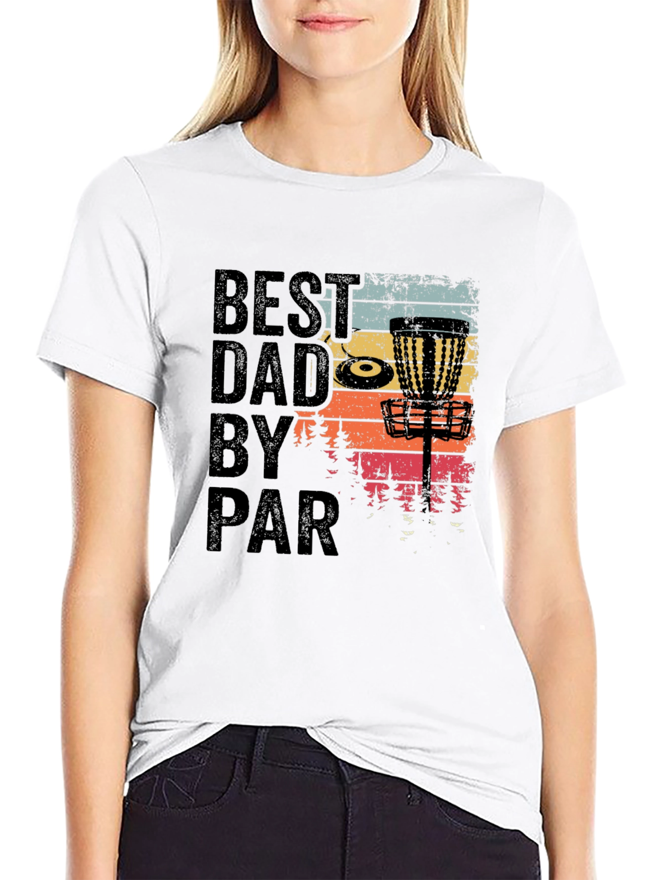 Black Best Dad by Par Disc Golf T-Shirt view 9