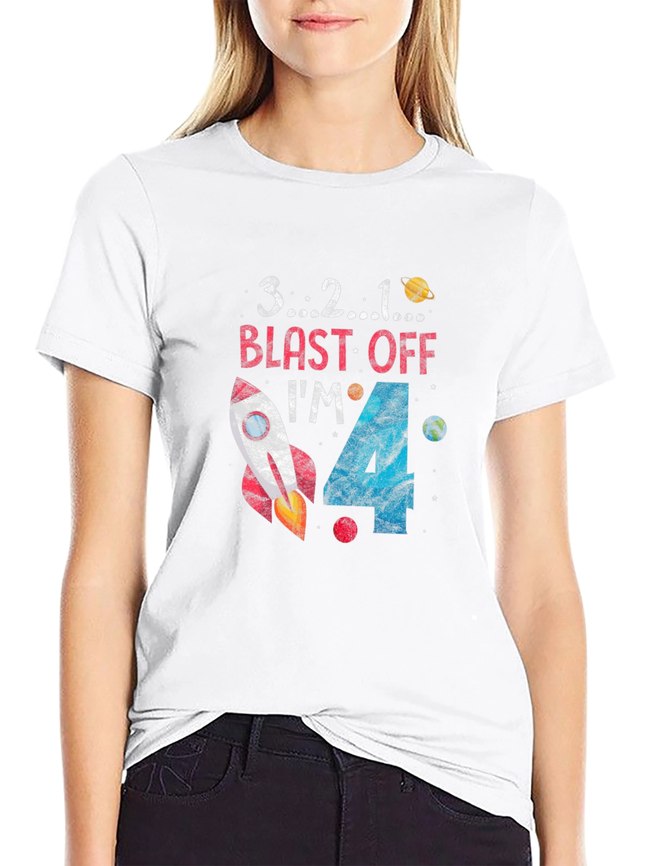 Blast Off 4th Birthday Kids T-Shirt - 9