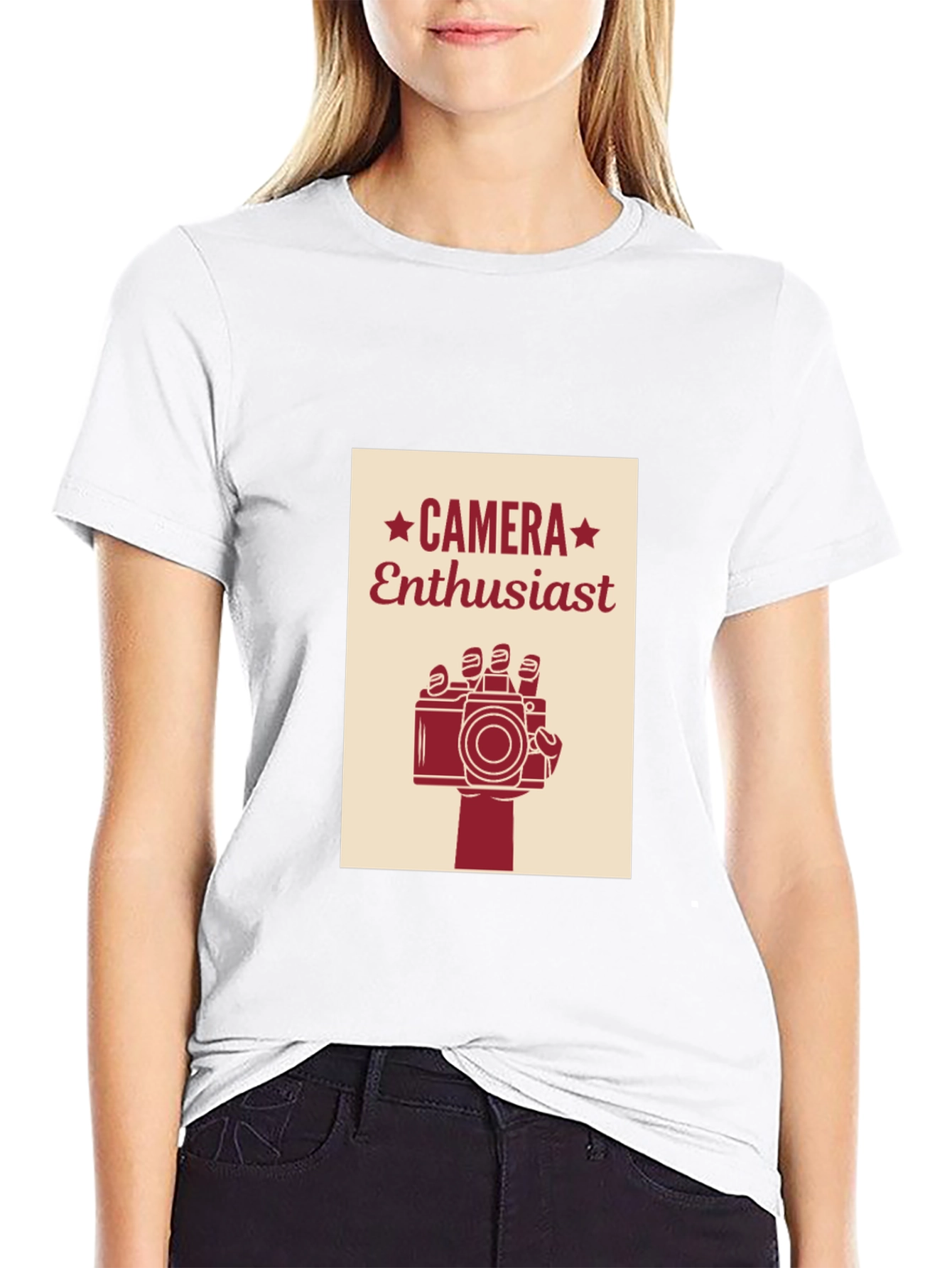 Black Camera Enthusiast Graphic Tee - Black Cotton T-Shirt view 9