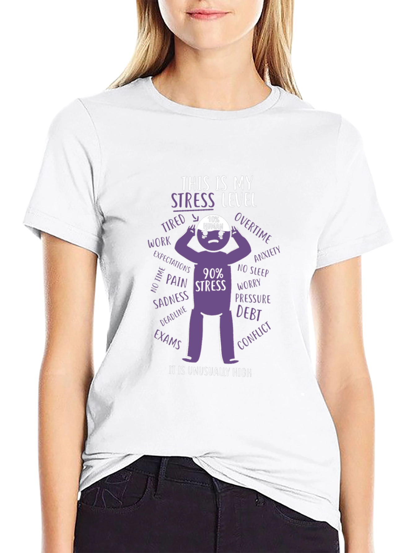 Black Stress Level T-Shirt: Humor & Relatability view 9