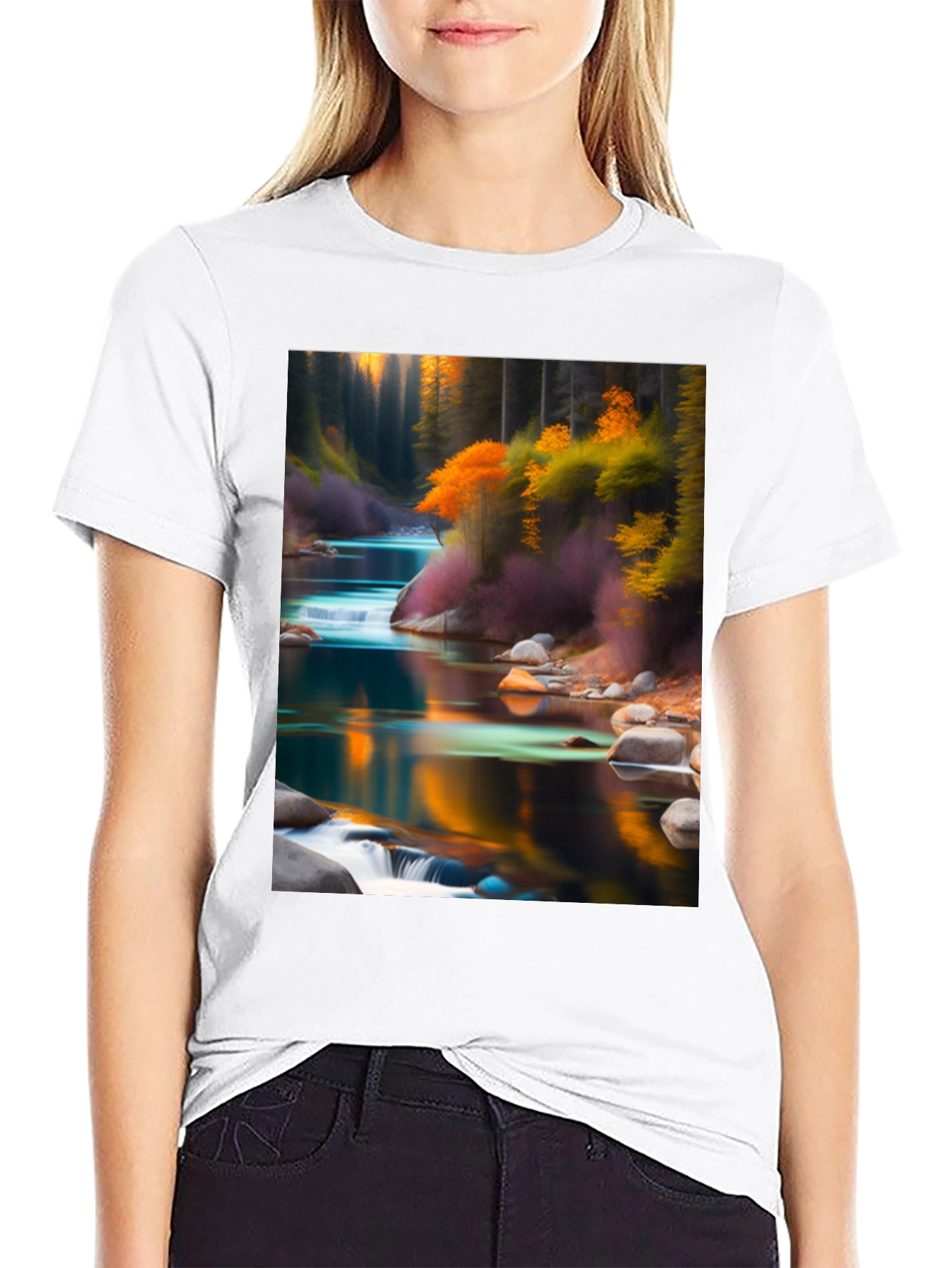 Black Nature's Reflection Black T-Shirt view 9