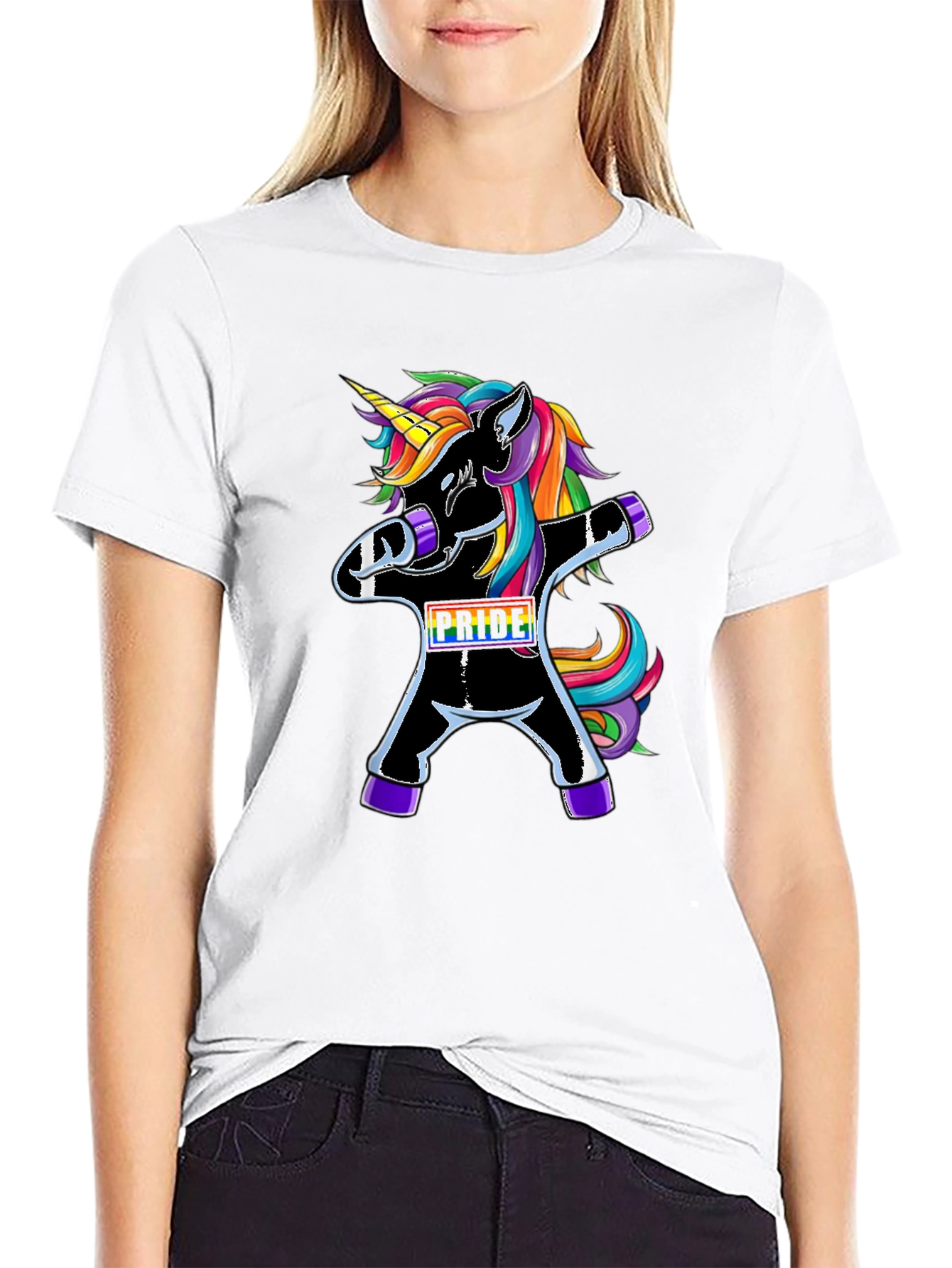 Unicorn Pride T-Shirt - Dabbing Rainbow Tee - 9
