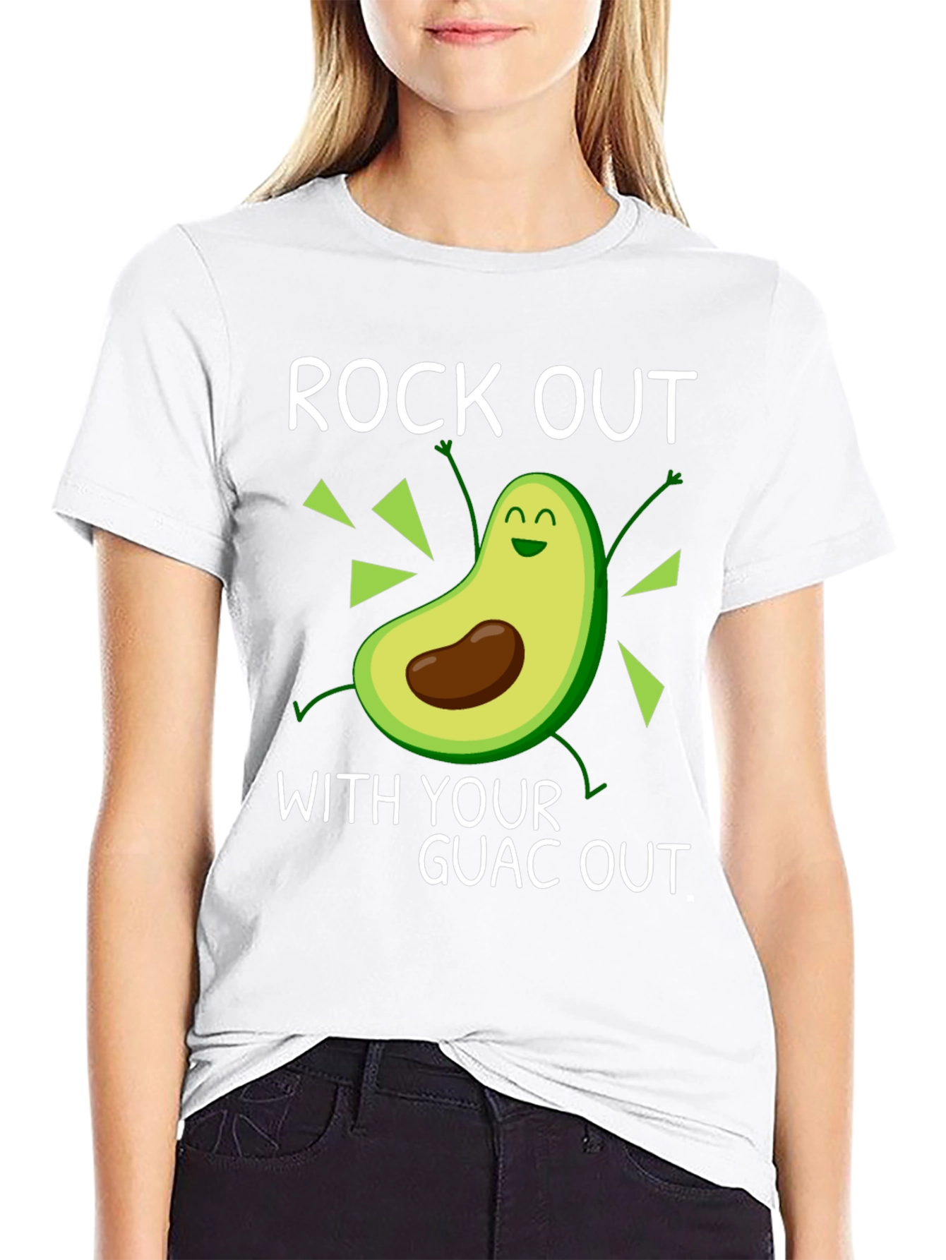 Black Rock Out With Your Guac Out Avocado Graphic Tee view 9