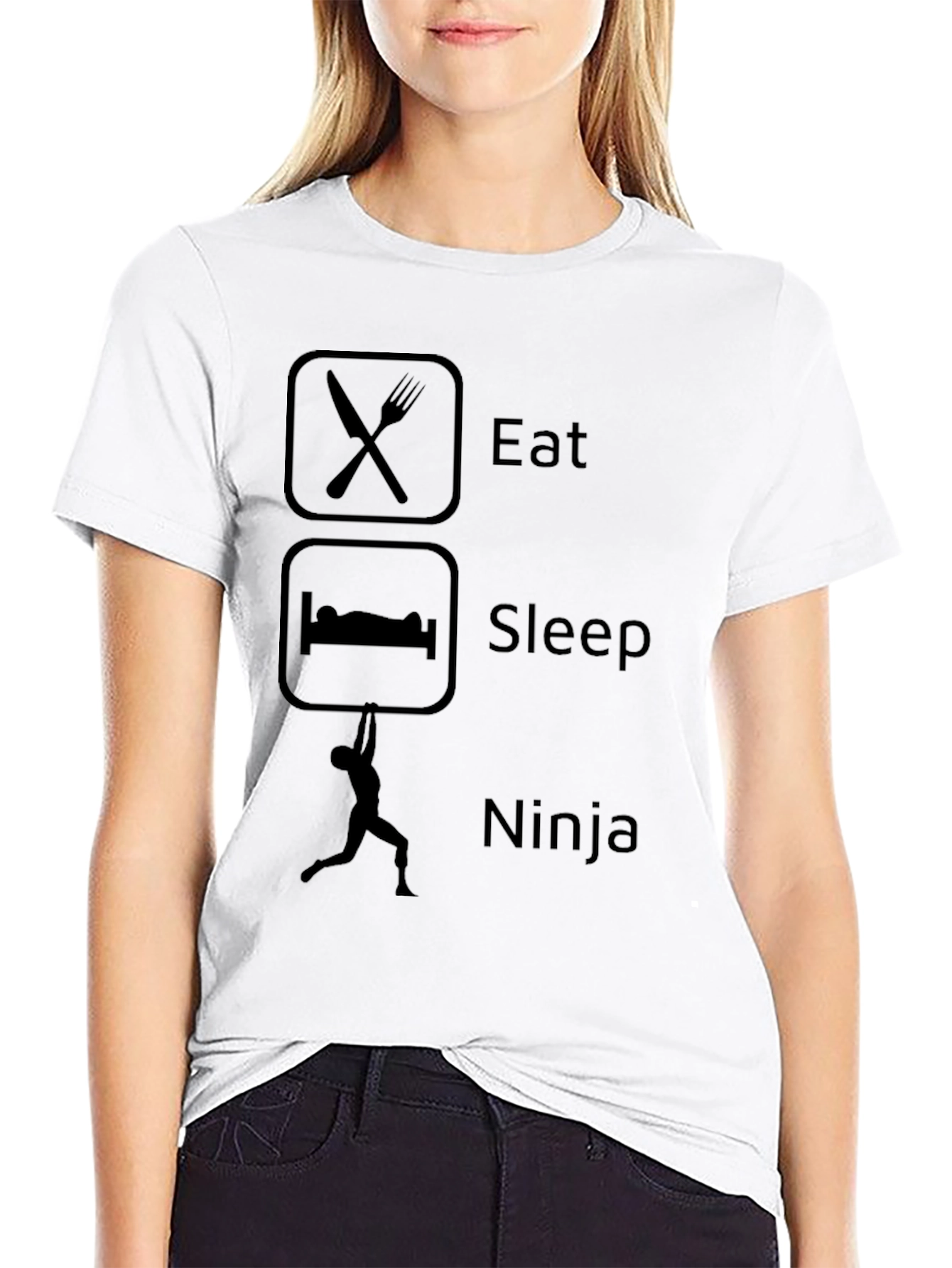 Black Eat Sleep Ninja T-Shirt - Black Graphic Tee view 9