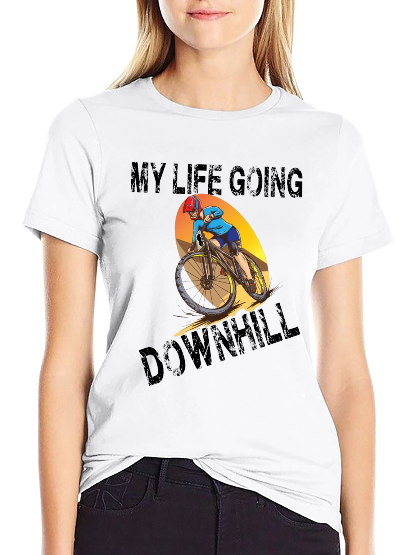 Black My Life Going Downhill T-Shirt: Mountain Bike Graphic Tee view 9
