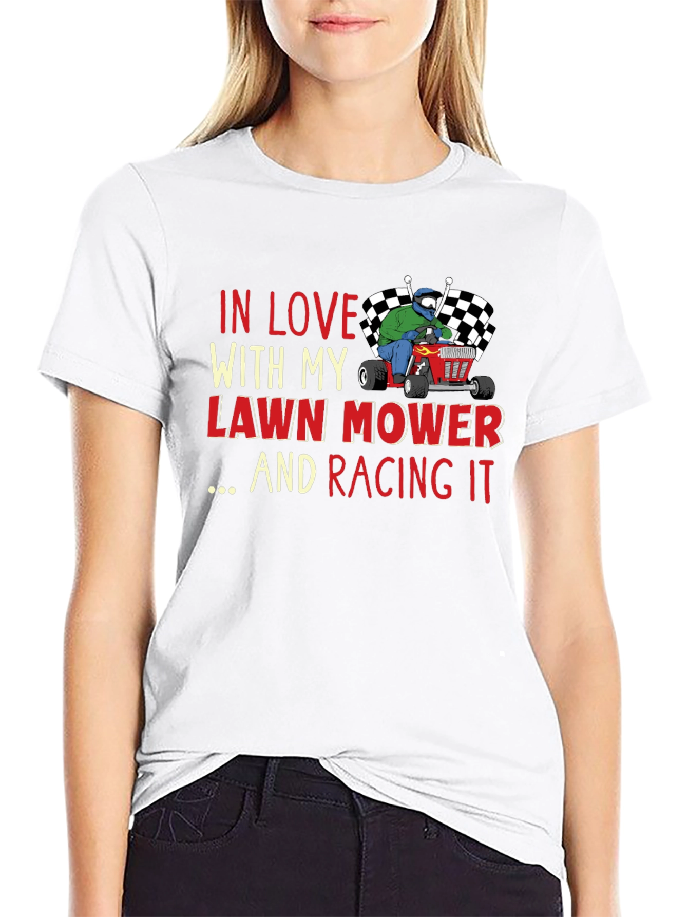 Black Lawn Mower Racing T-Shirt view 9