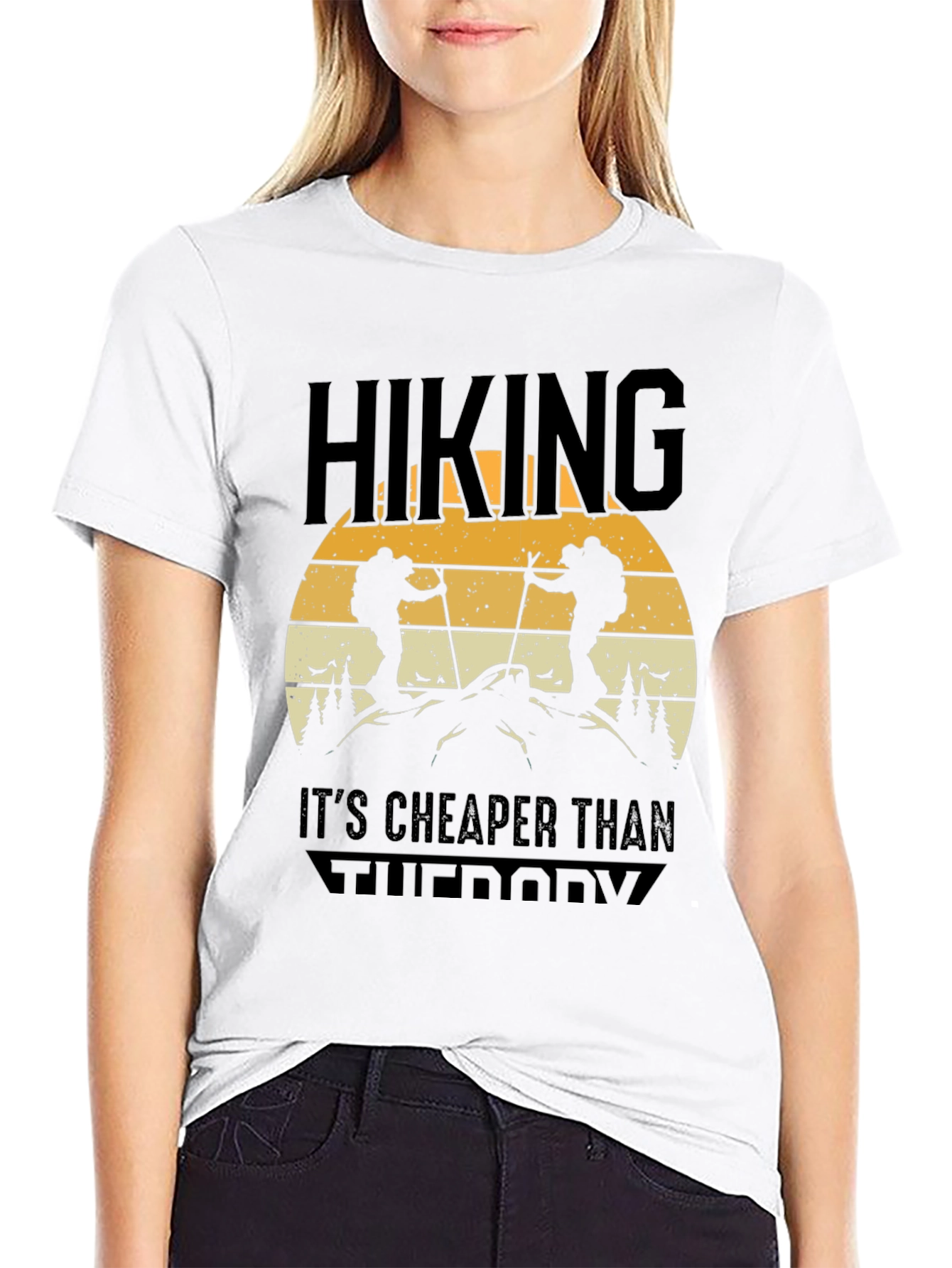 Black Hiking Is Cheaper Than Therapy Tee view 9