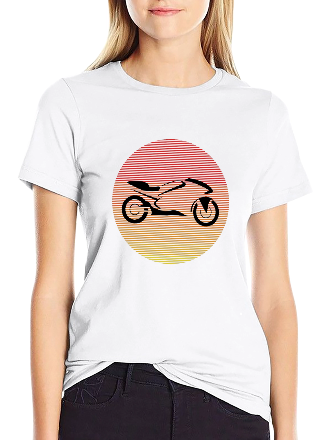 Black Motorcycle Sunset Graphic Tee - Black view 9