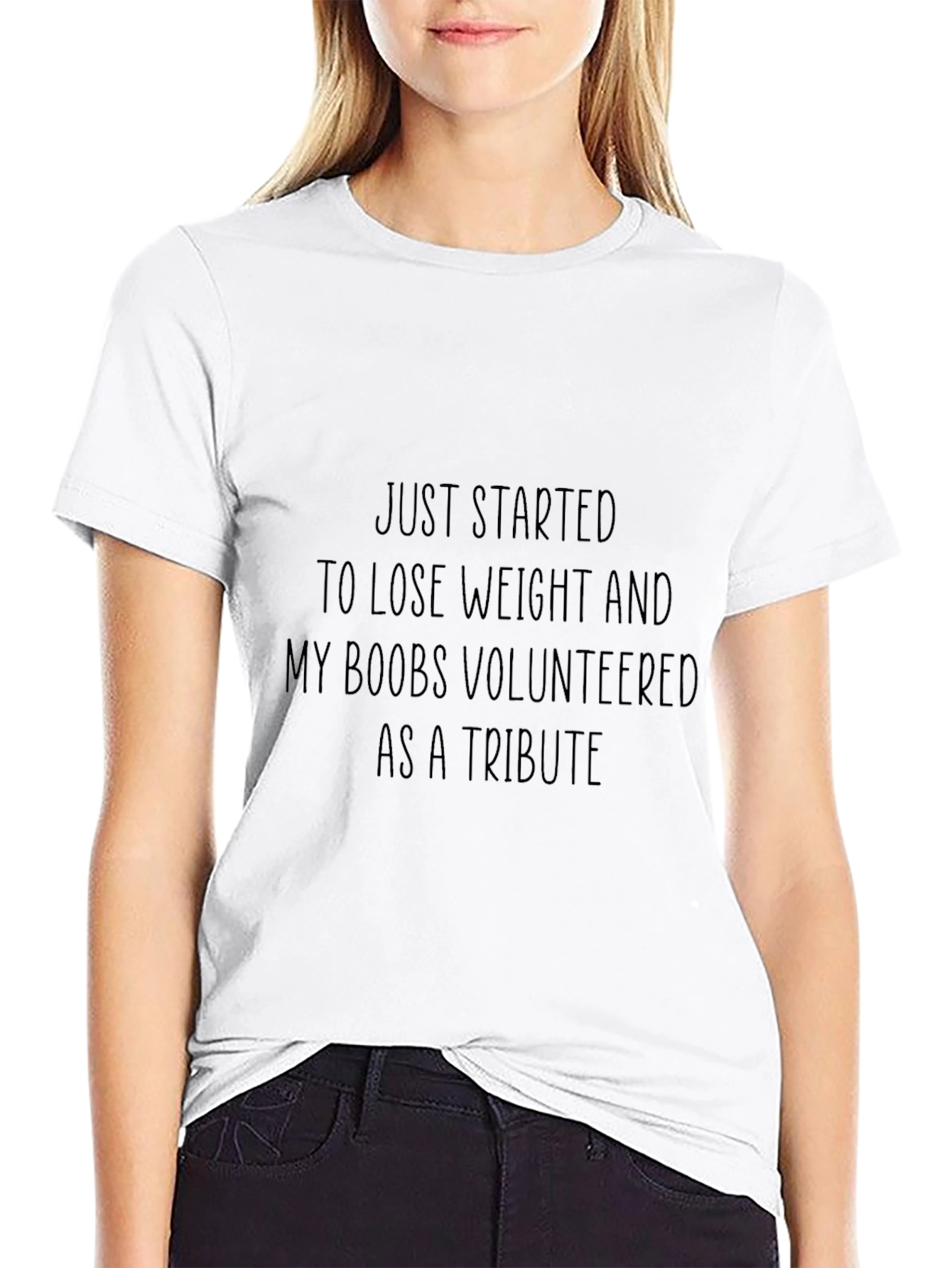 Black Weight Loss Tribute Tee - Funny Women's T-Shirt view 9