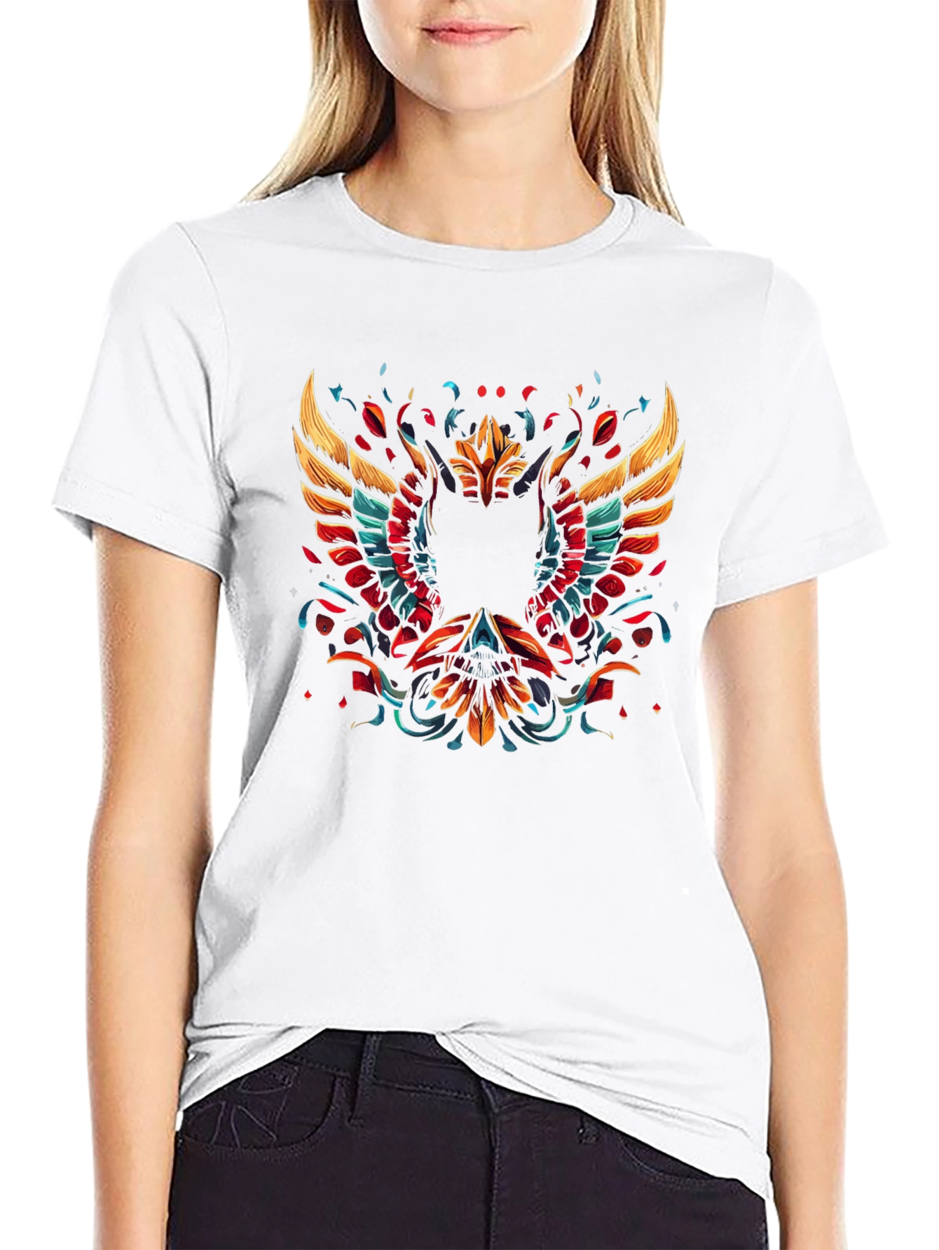 Black Phoenix Graphic Print Black T-Shirt view 9