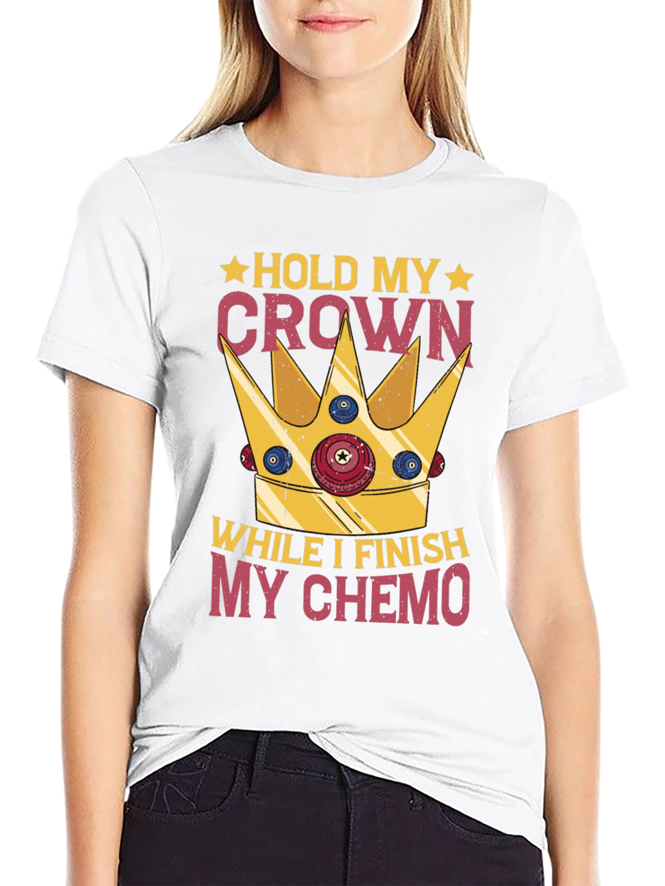 Black Hold My Crown Chemo T-Shirt view 9