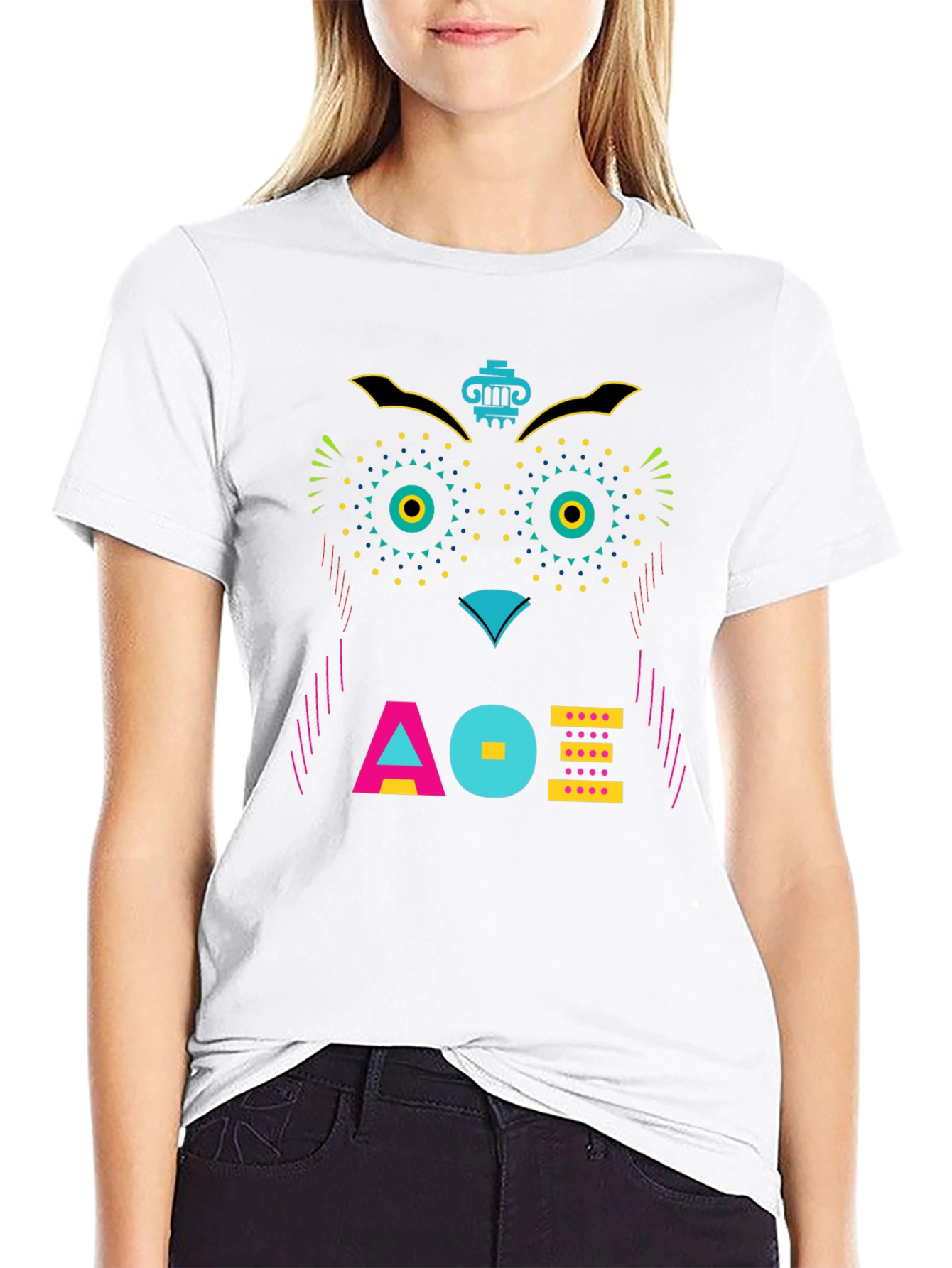 Black Geometric Owl Graphic Tee - Unique Modern Design view 9